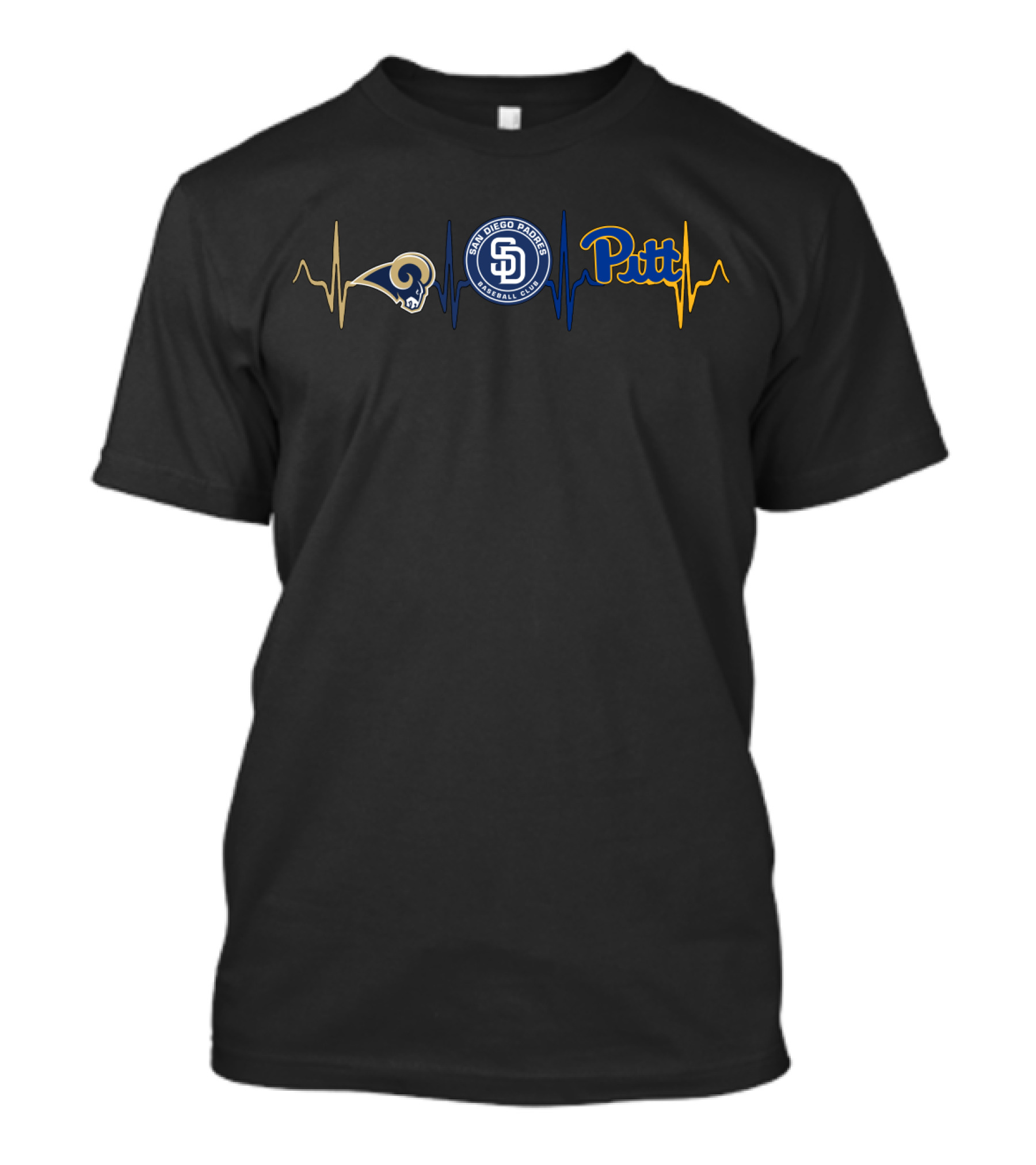 Rams Padres Pitt Heartbeat T-Shirt