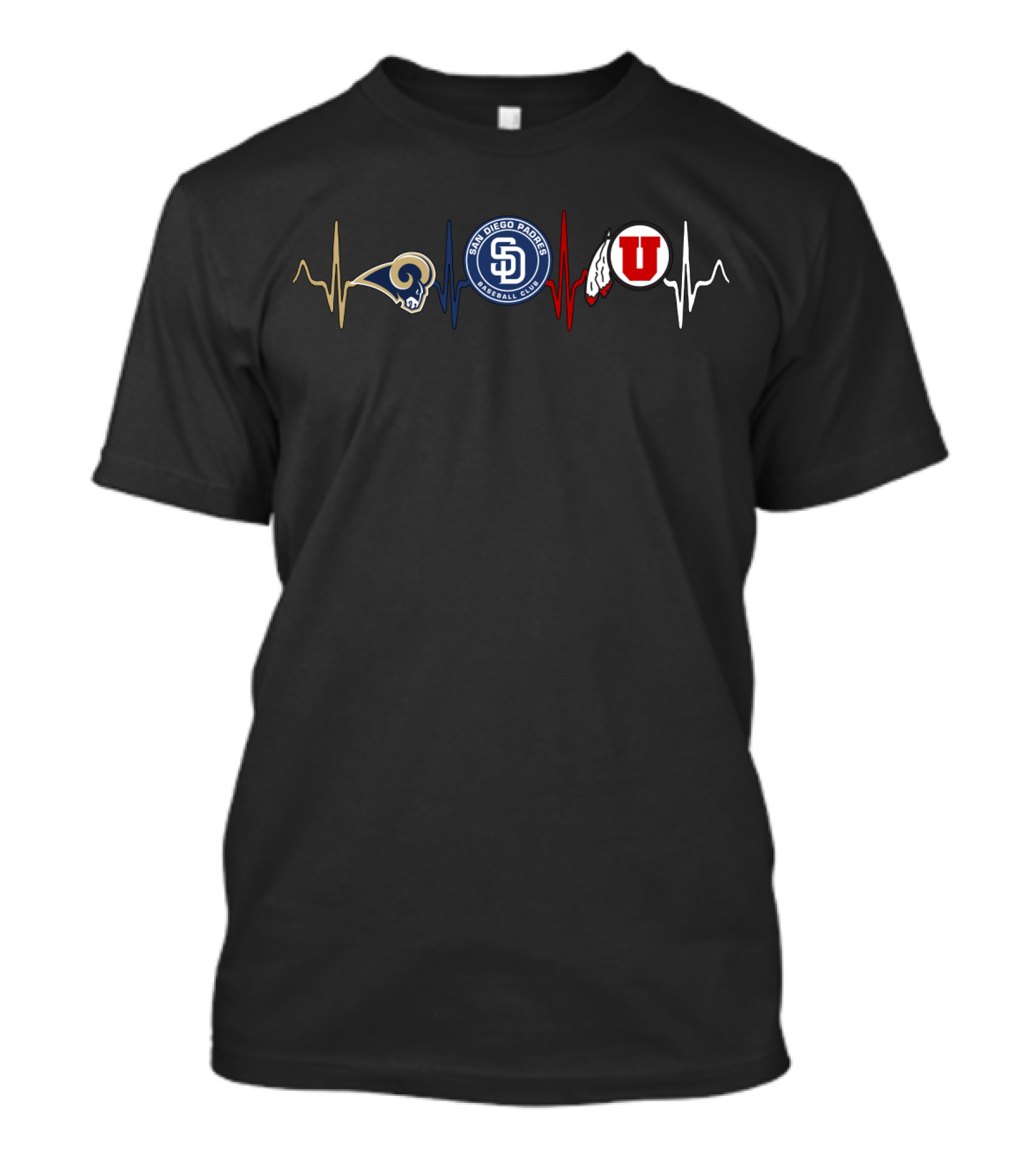 Rams San Diego Padres Utah Utes Heartbeat T-Shirt