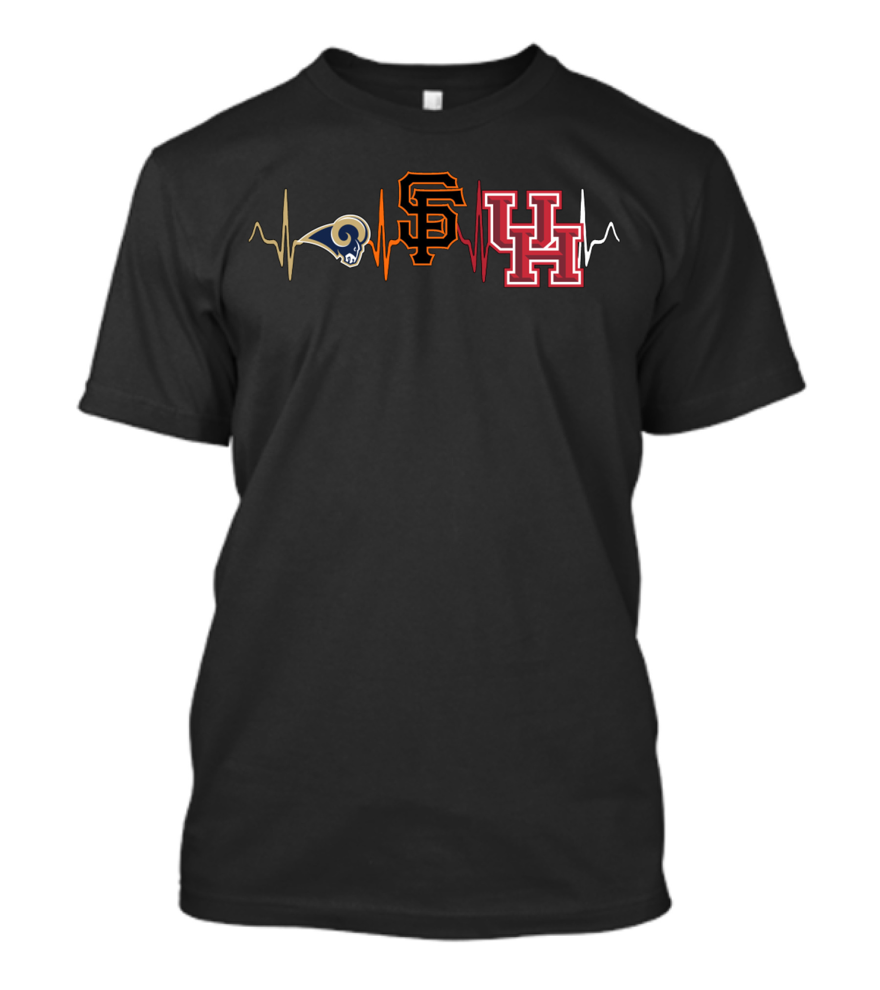 Love Rams Giants Uh Heartbeat T-Shirt