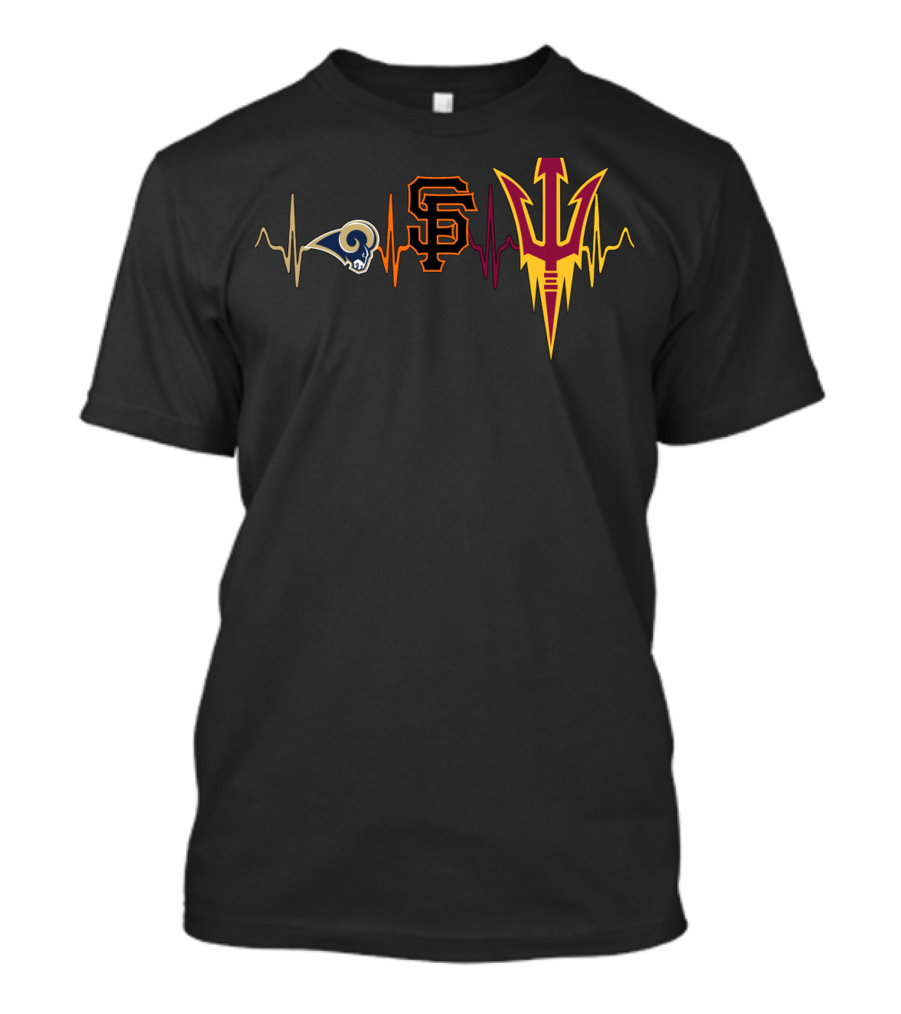 Rams Giants Sun Devils Heartbeat T-Shirt