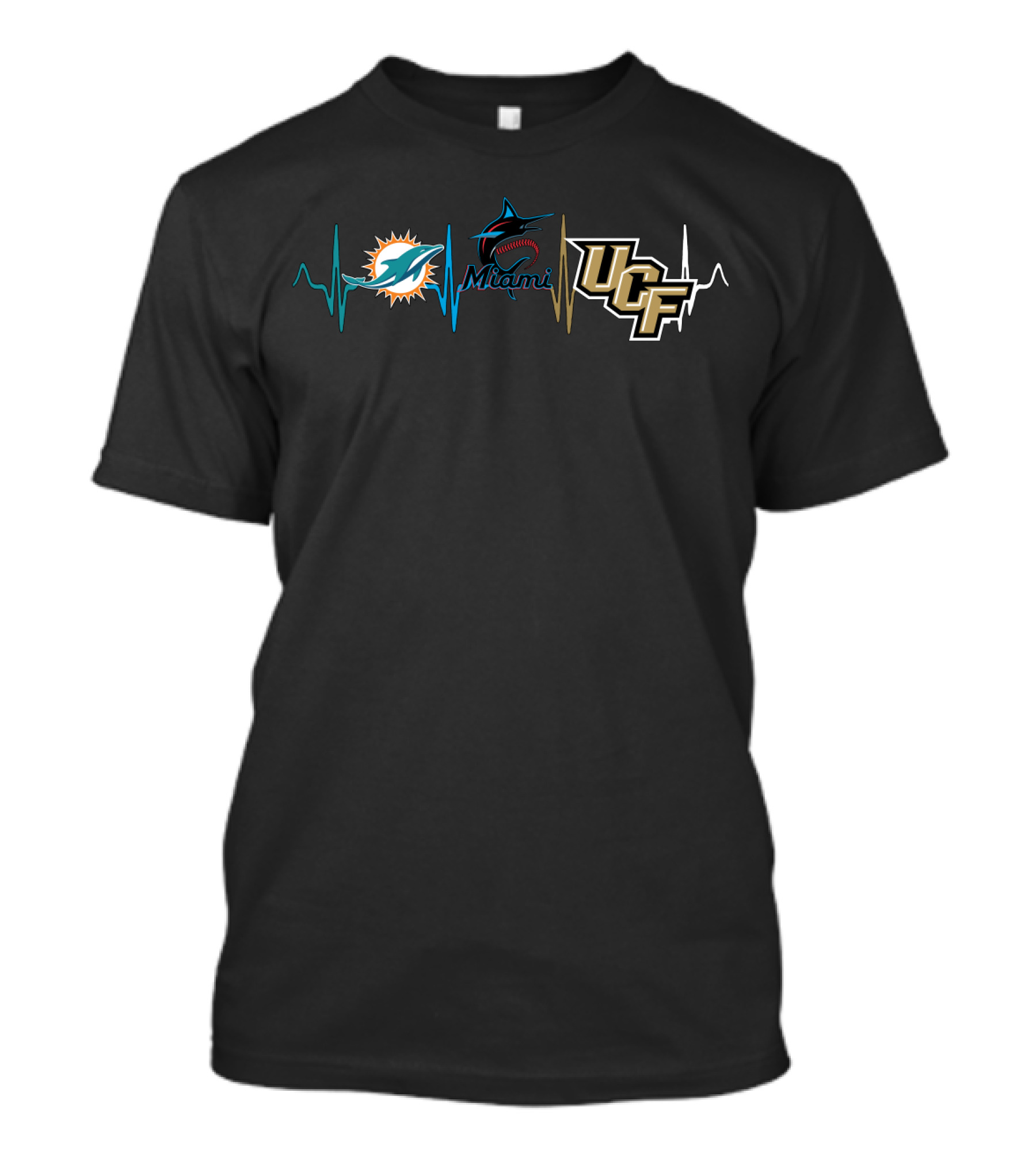 Miami Dolphins Miami Marlins Ucf Knights Heartbeat T-Shirt