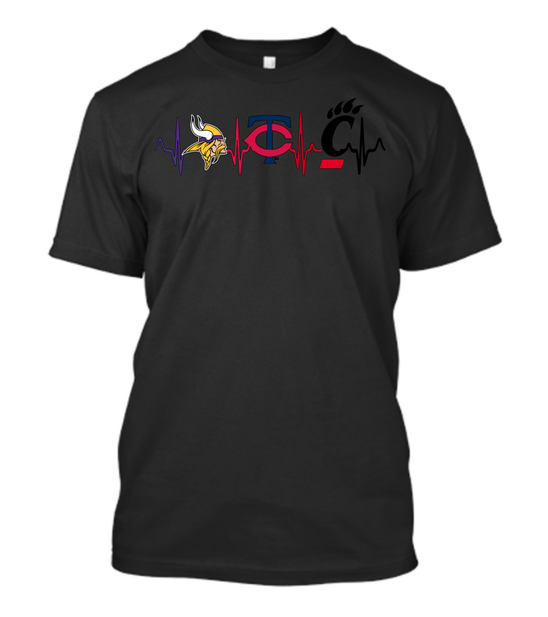 Vikings Twins Cincinnati Heartbeat T-Shirt