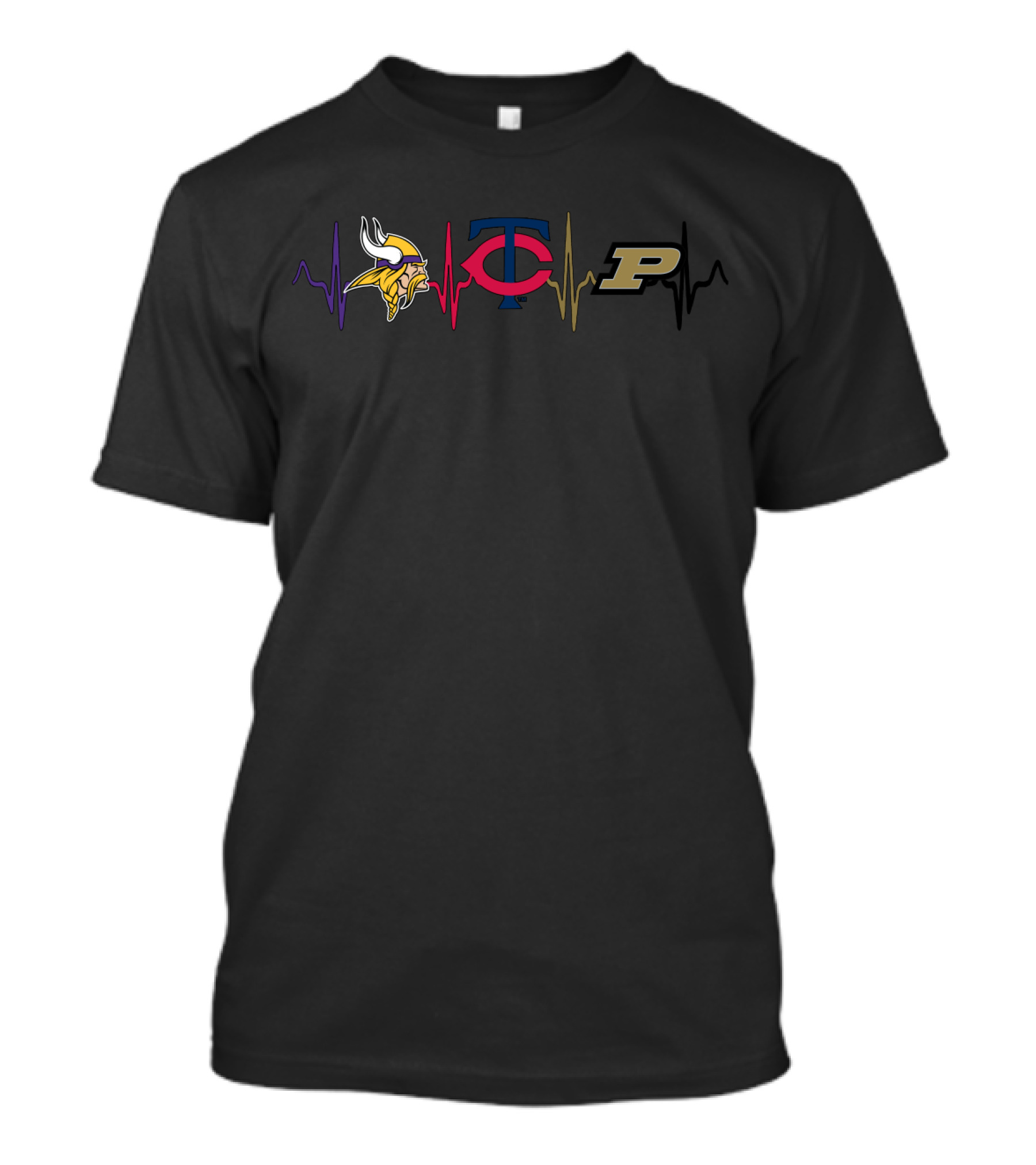 Vikings Twins Purdue Heartbeat T-Shirt