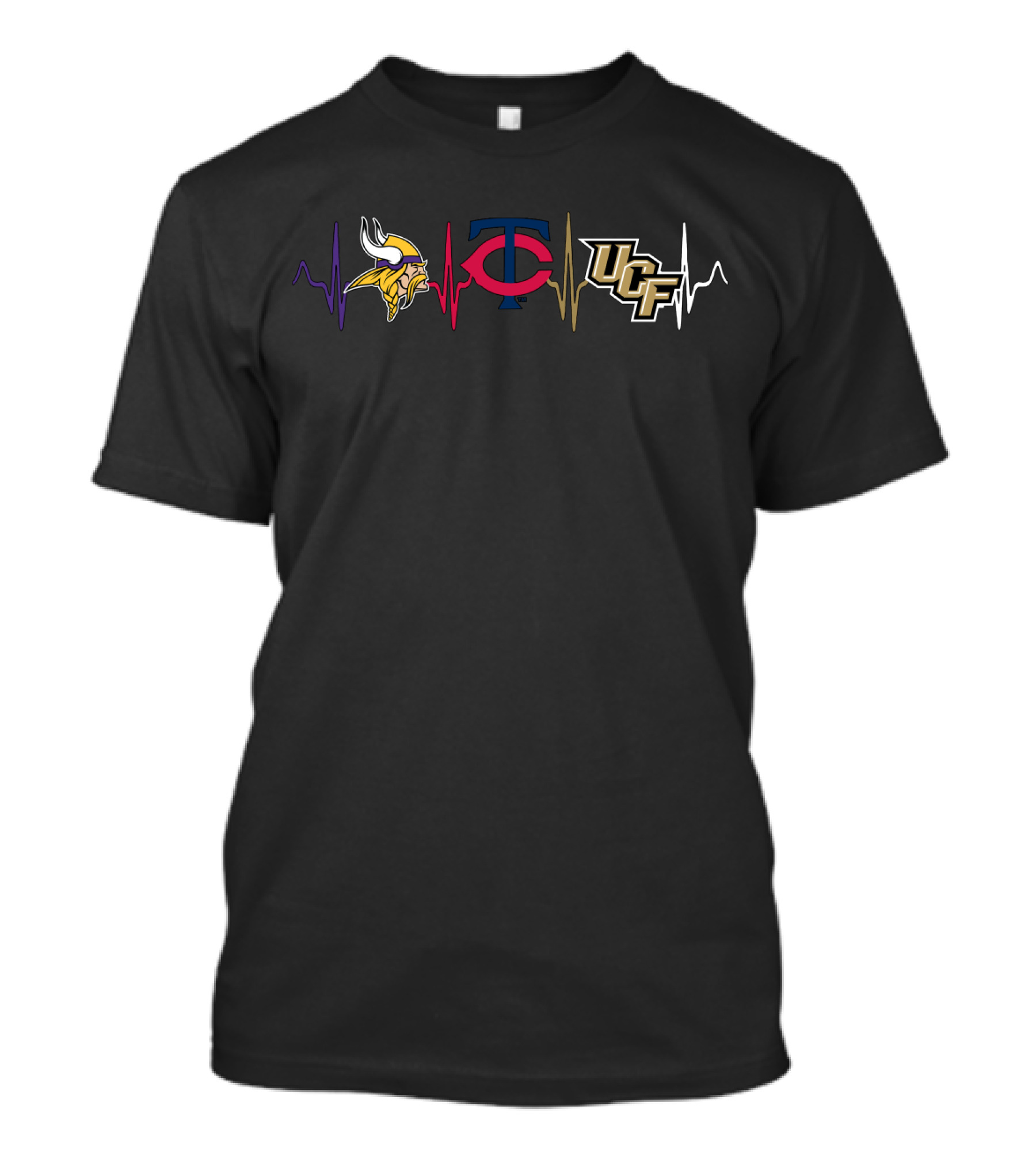 Minnesota Vikings Minnesota Twins Ucf Knights Heartbeat Love T-Shirt