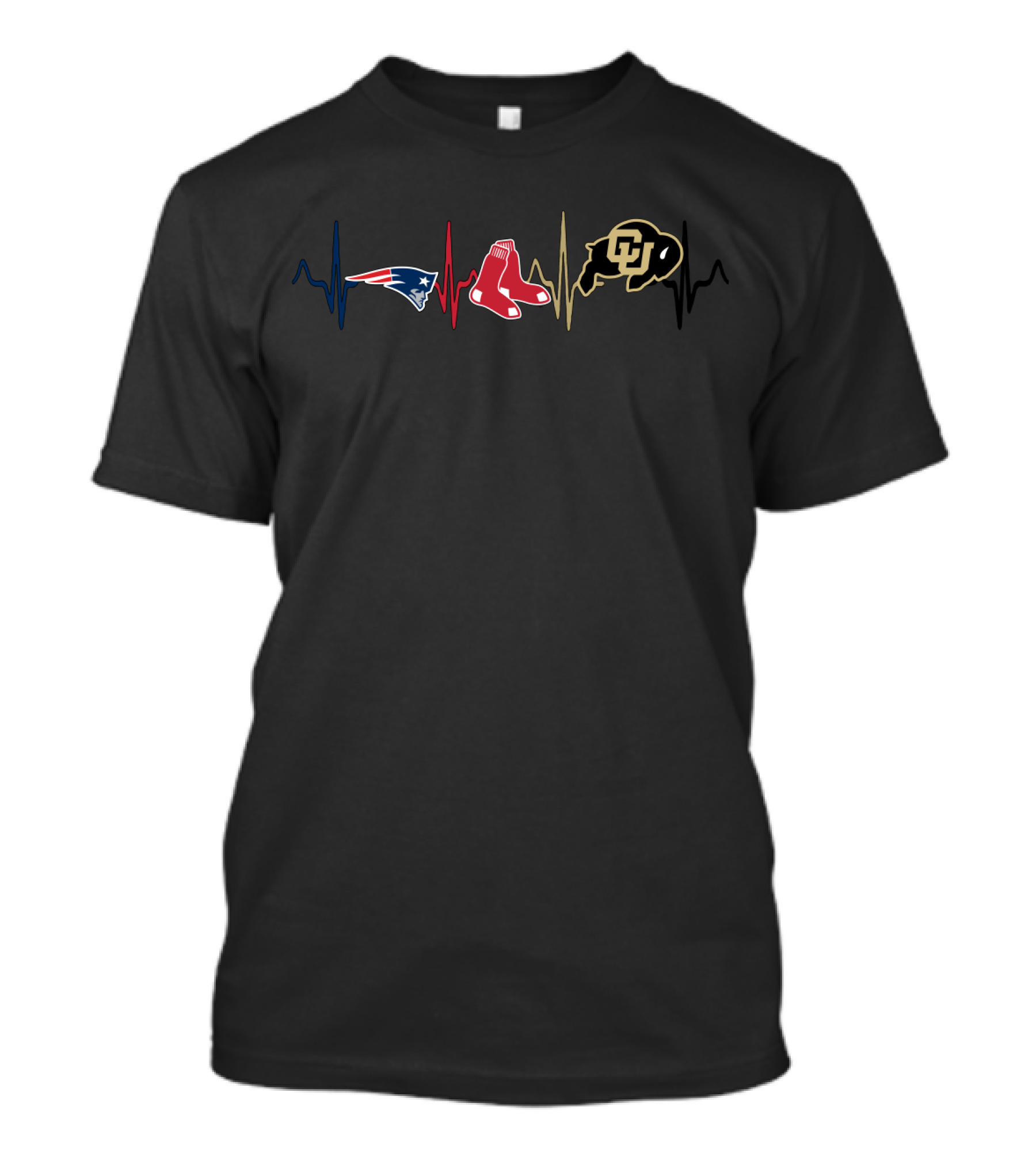 Patriots Red Sox Colorado Buffaloes Heartbeat T-Shirt