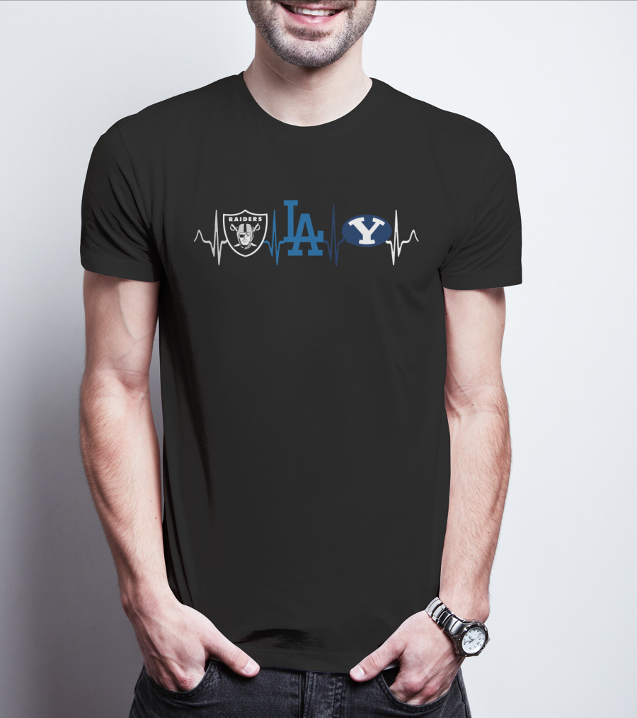 Raider Nation Dodgers La Byu Football Heartbeat T-Shirt