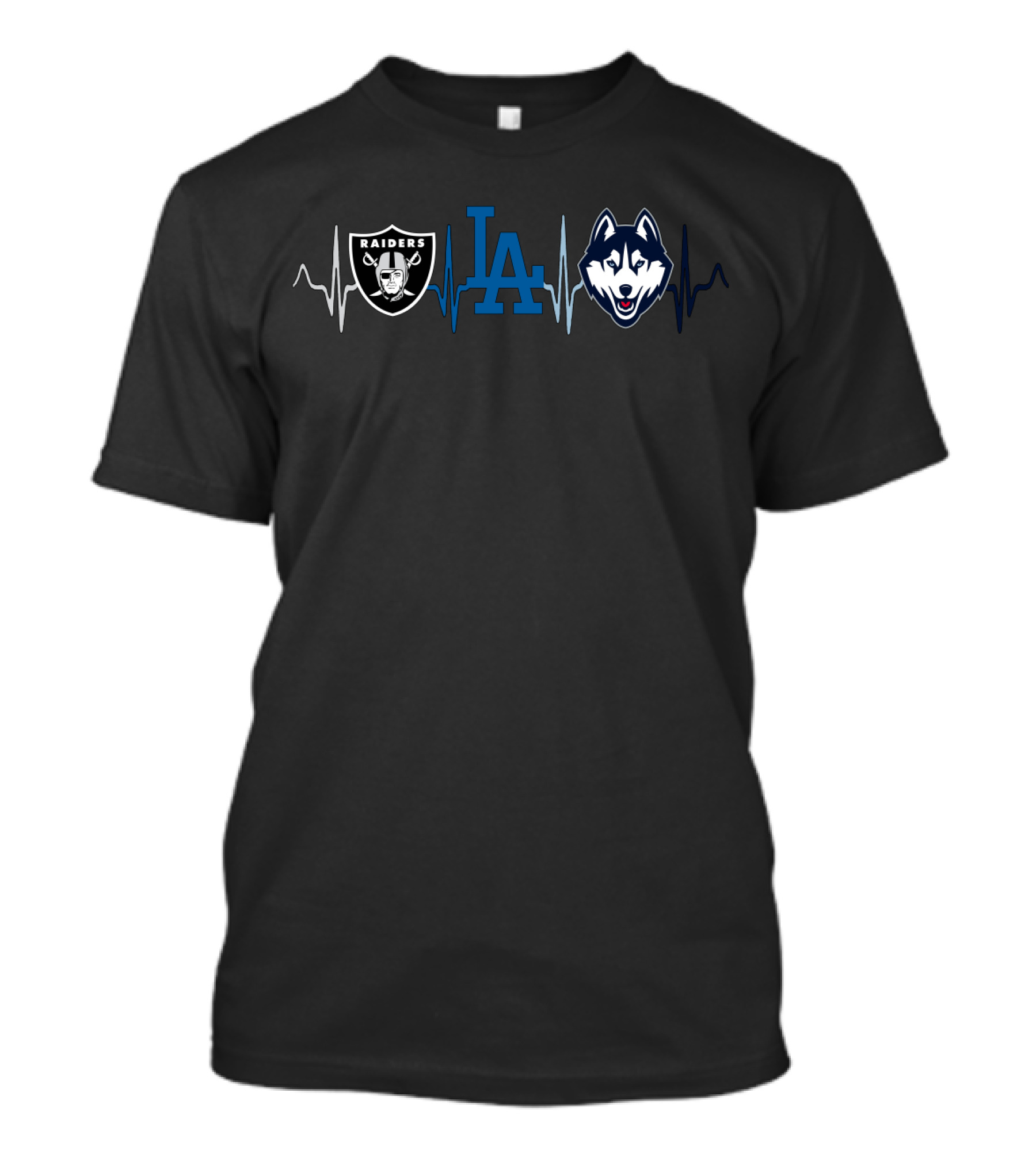 Raiders La Dodgers Huskies Heartbeat T-Shirt