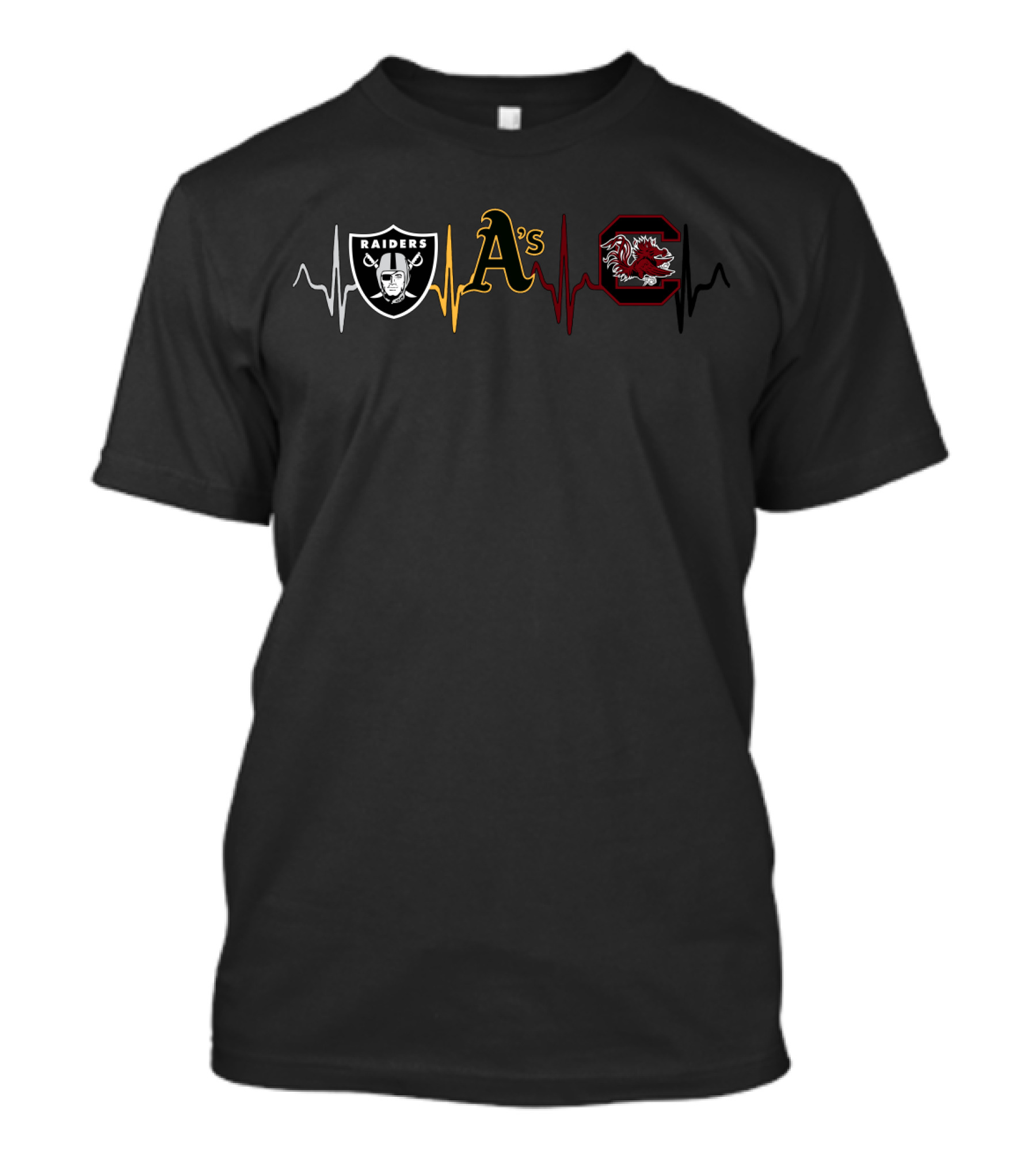 Raiders A's Gamecocks Heartbeat T-Shirt