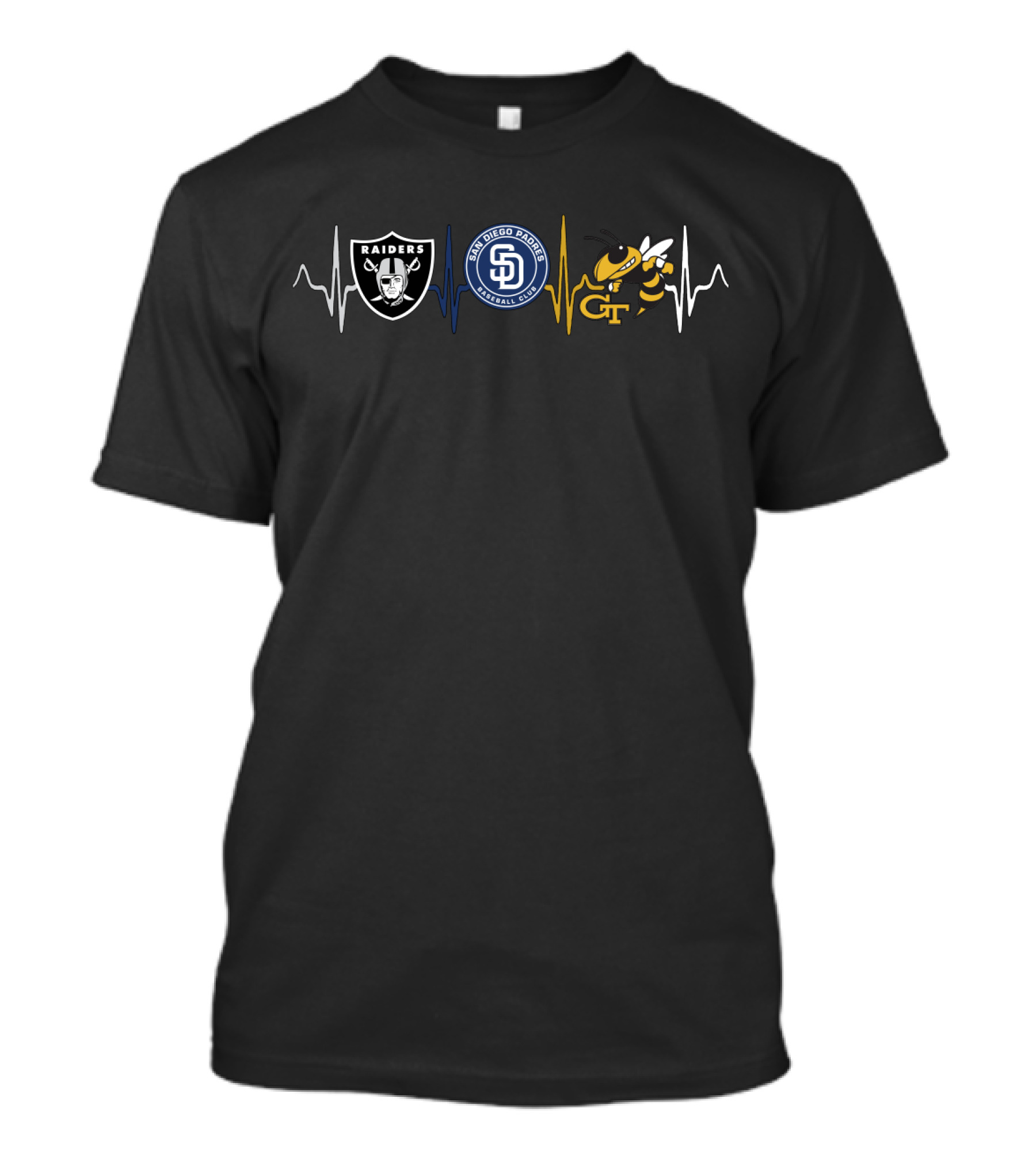 Raiders Padres Georgia Tech Buzz Team Spirit With Heartbeat T-Shirt