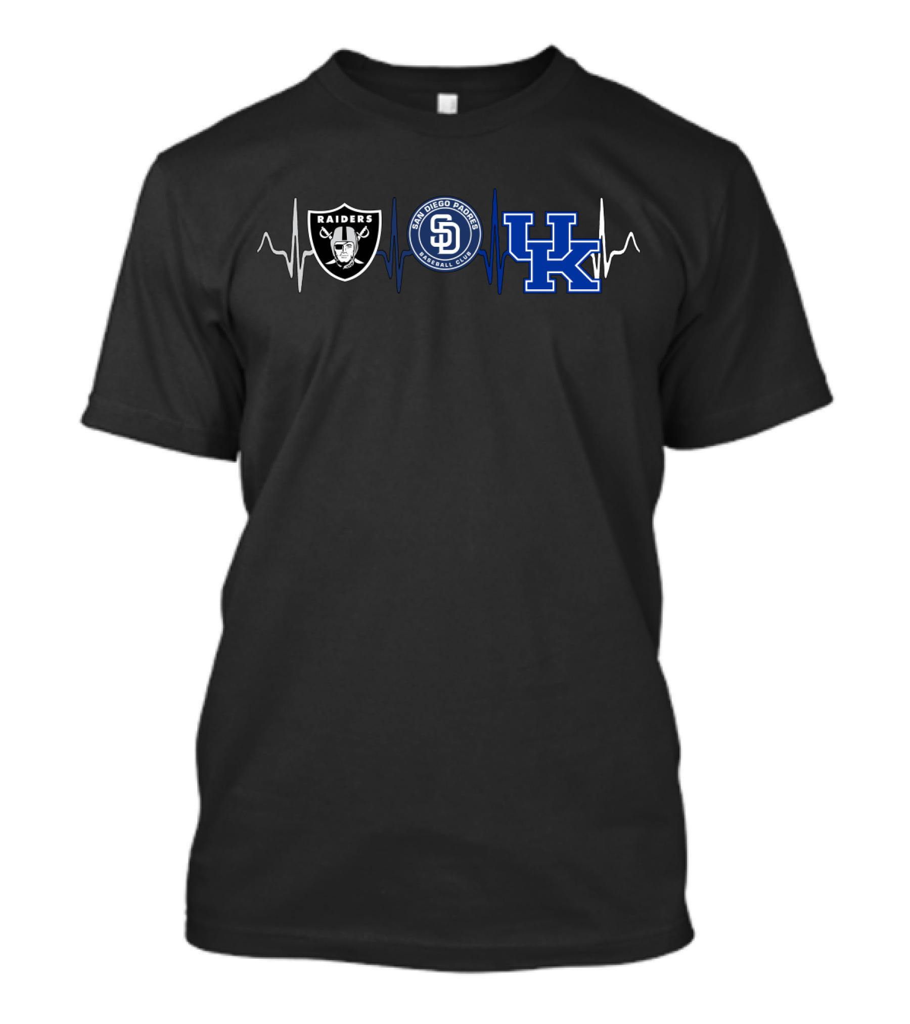 Raiders Padres Kentucky Wildcats Heartbeat T-Shirt