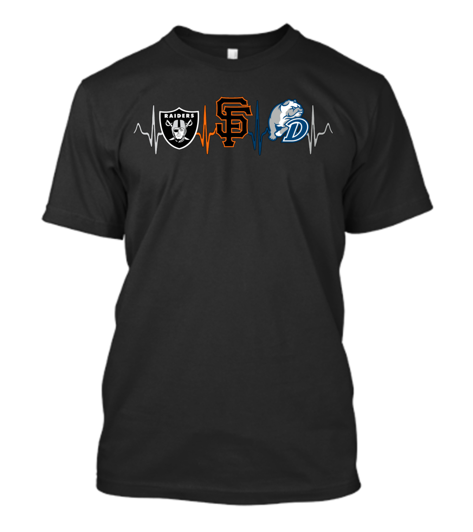 Raiders Giants Drake Bulldogs Heartbeat Line T-Shirt