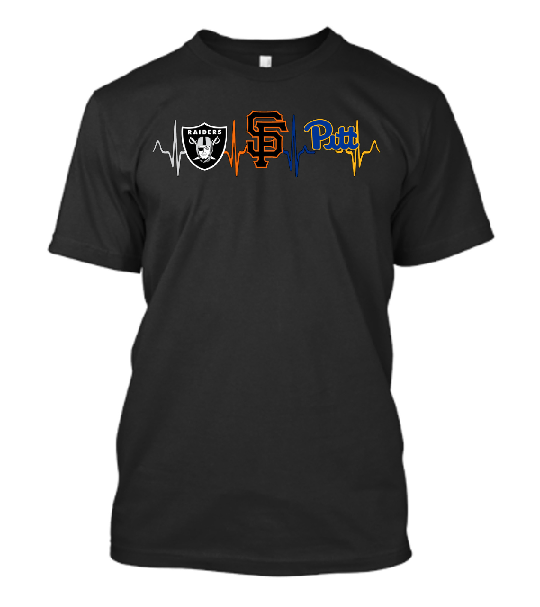 Raiders Giants Pitt Ekg Heartbeat T-Shirt