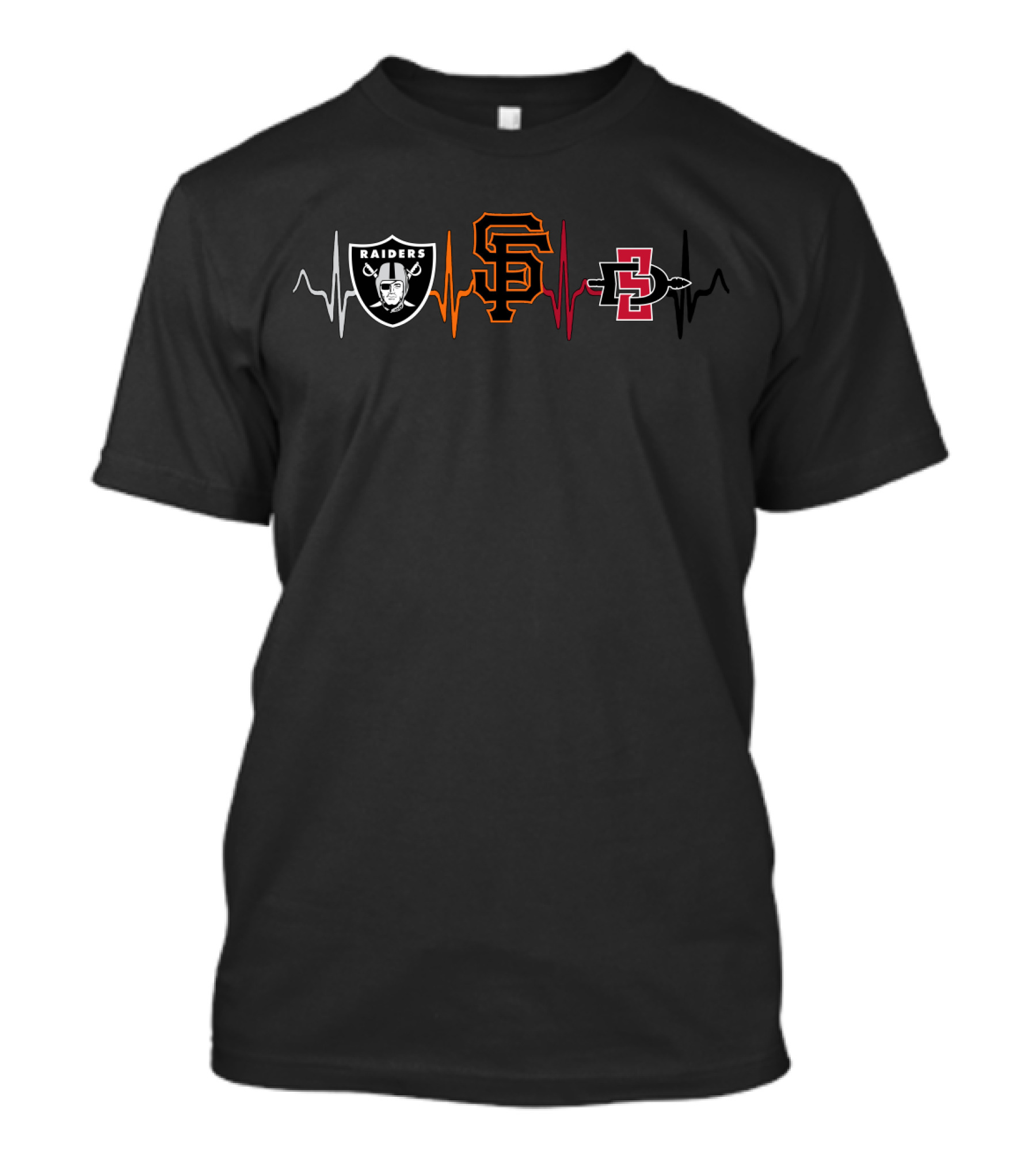 Raiders Giants San Diego State Aztecs Heartbeat T-Shirt