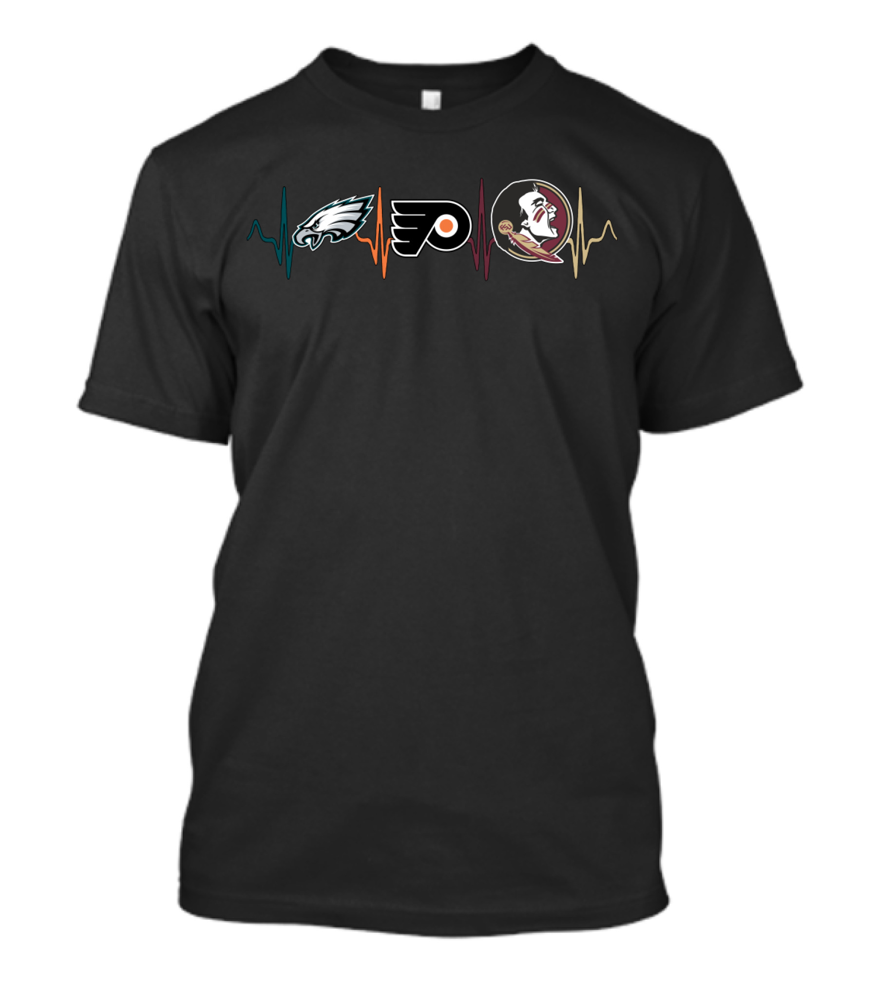Philadelphia Eagles Flyers Florida State University Seminoles Heartbeat T-Shirt
