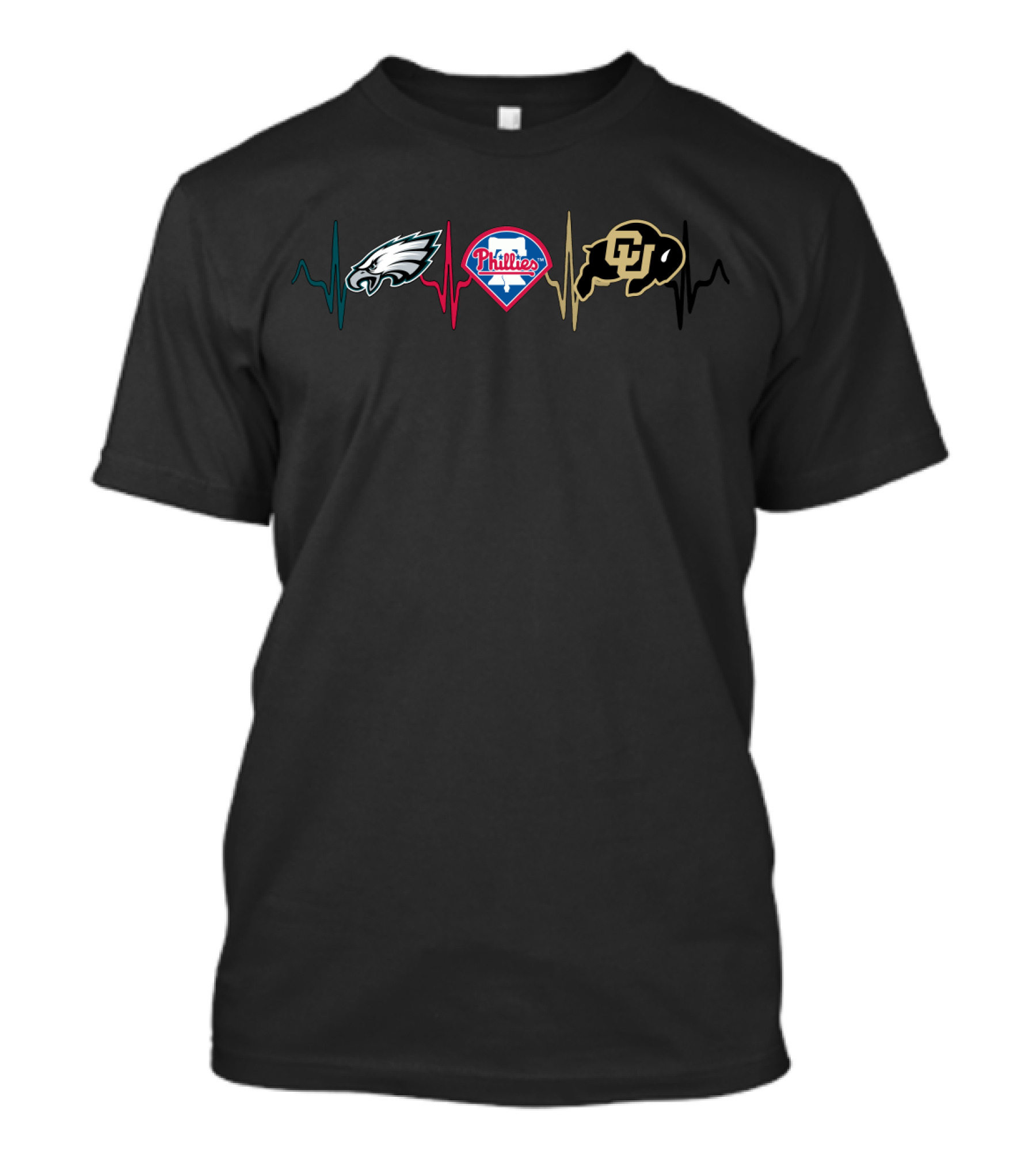 Eagles Phillies Colorado Buffaloes Heartbeat T-Shirt