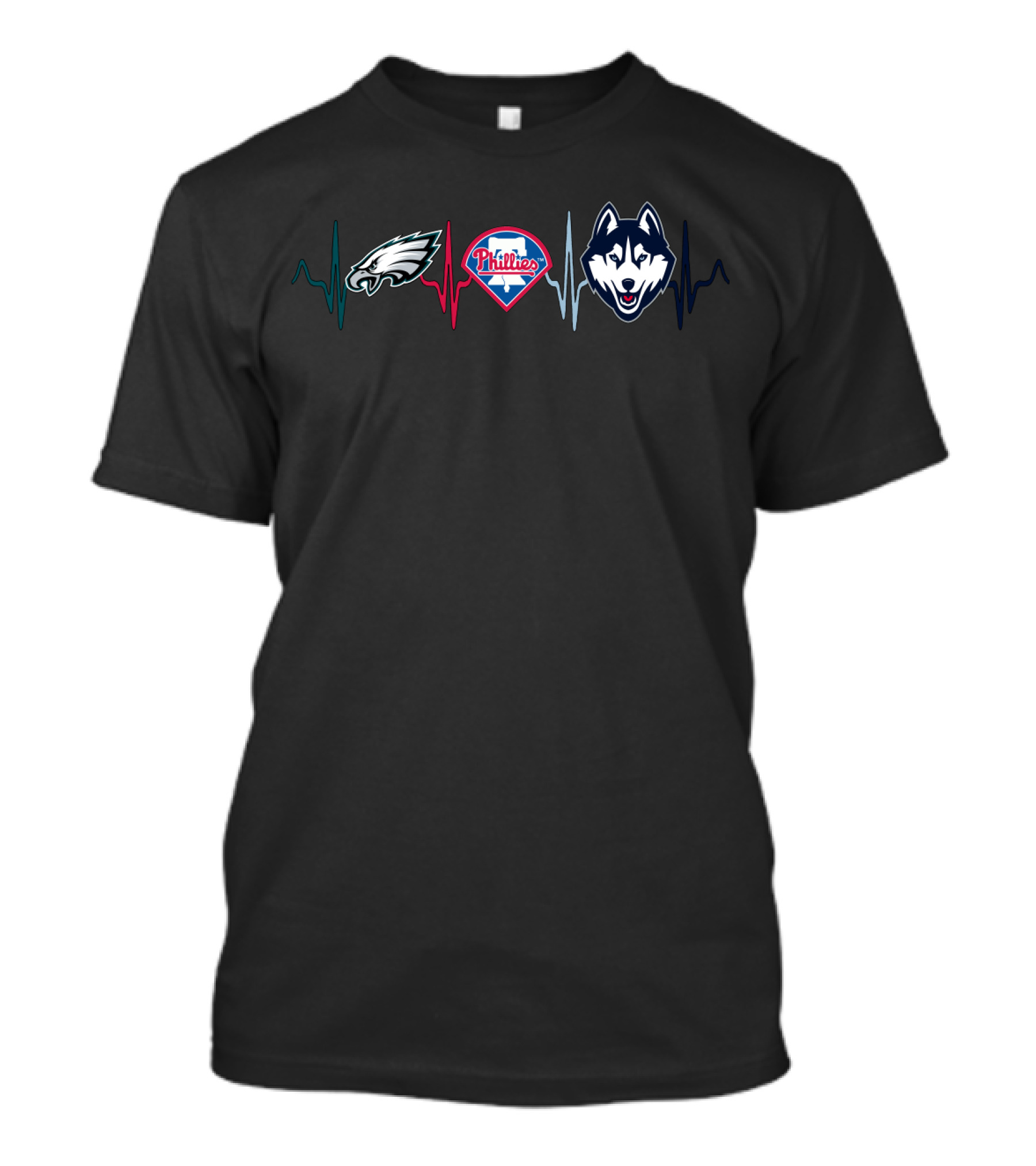 Philadelphia Eagles Phillies Huskies Heartbeat T-Shirt