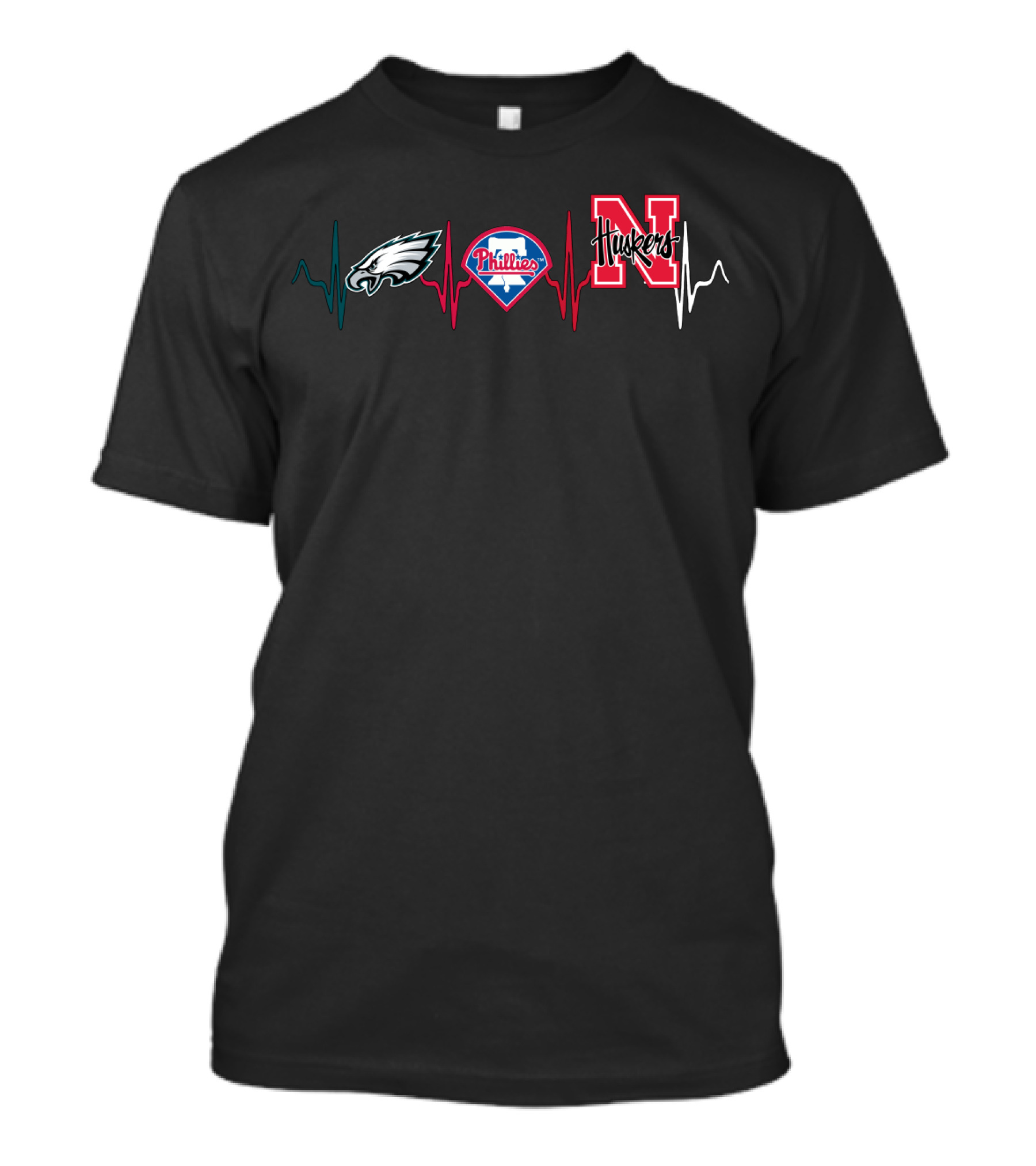 Philadelphia Eagles Phillies Nebraska Cornhuskers Heartbeat T-Shirt