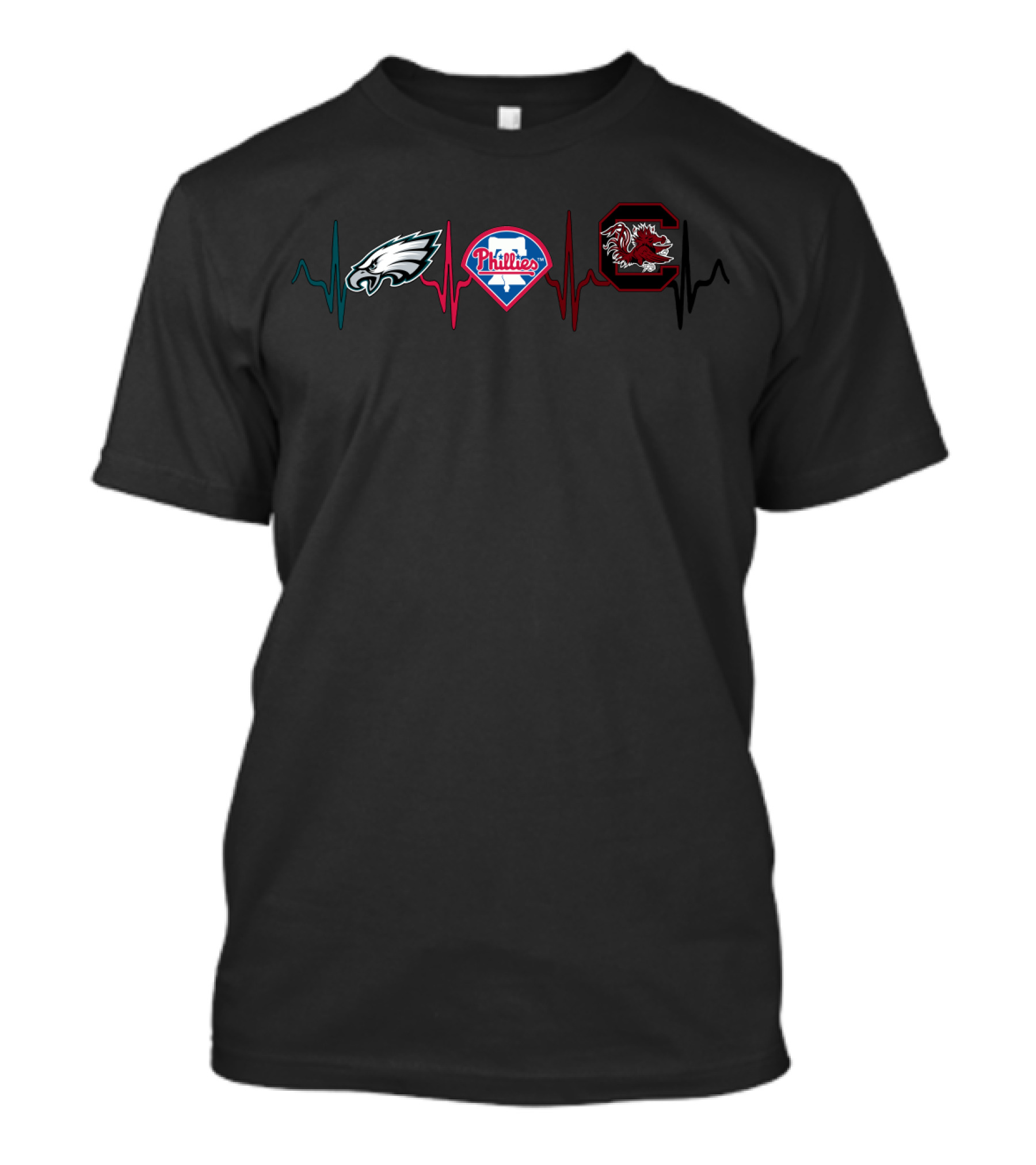 Eagles Phillies South Carolina Gamecocks Heartbeat T-Shirt