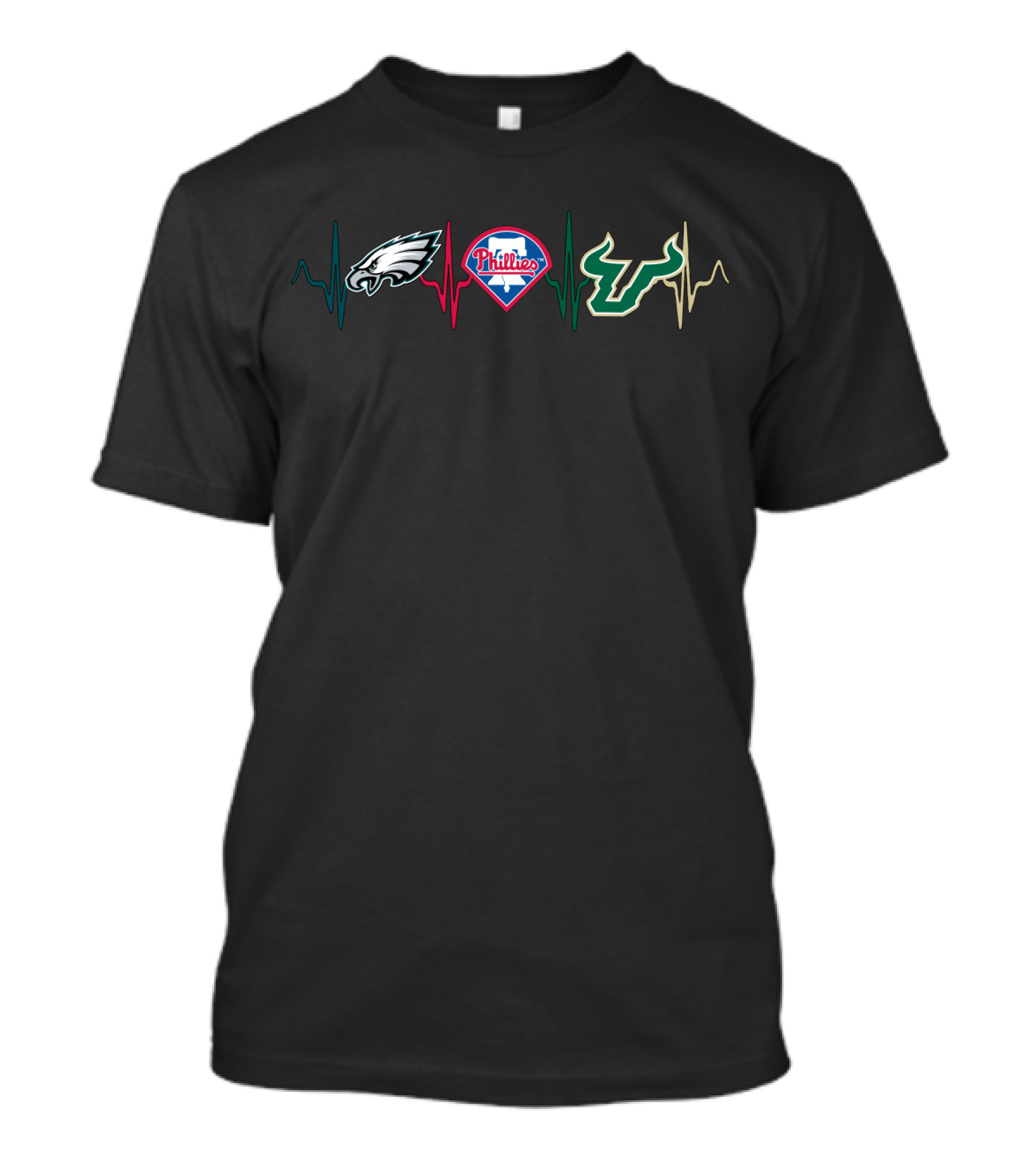 Eagles Phillies Bulls Heartbeat Sfb T-Shirt