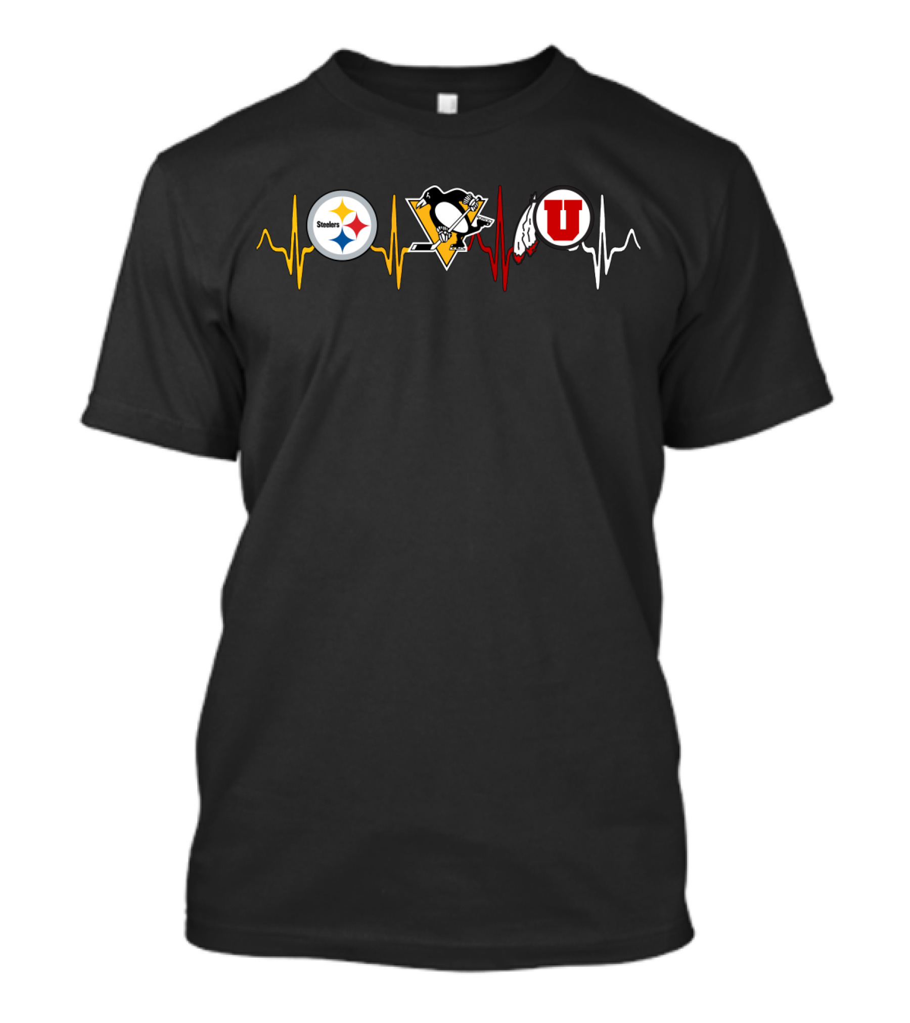 Steelers Penguins Uu Heartbeat Lines T-Shirt