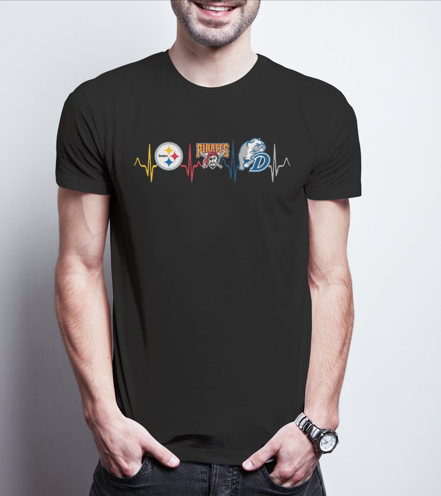 Steelers Heartbeat Pirates Bulldog Db T-Shirt
