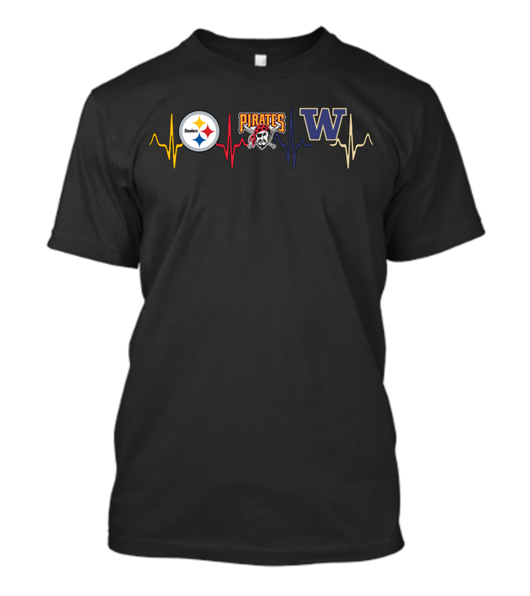 Steelers Heartbeat Pirates Huskies Wh T-Shirt