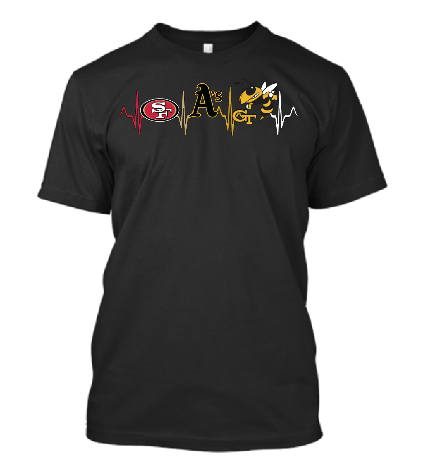 Love 49ers Athletics Gt A's Bee Heartbeat T-Shirt