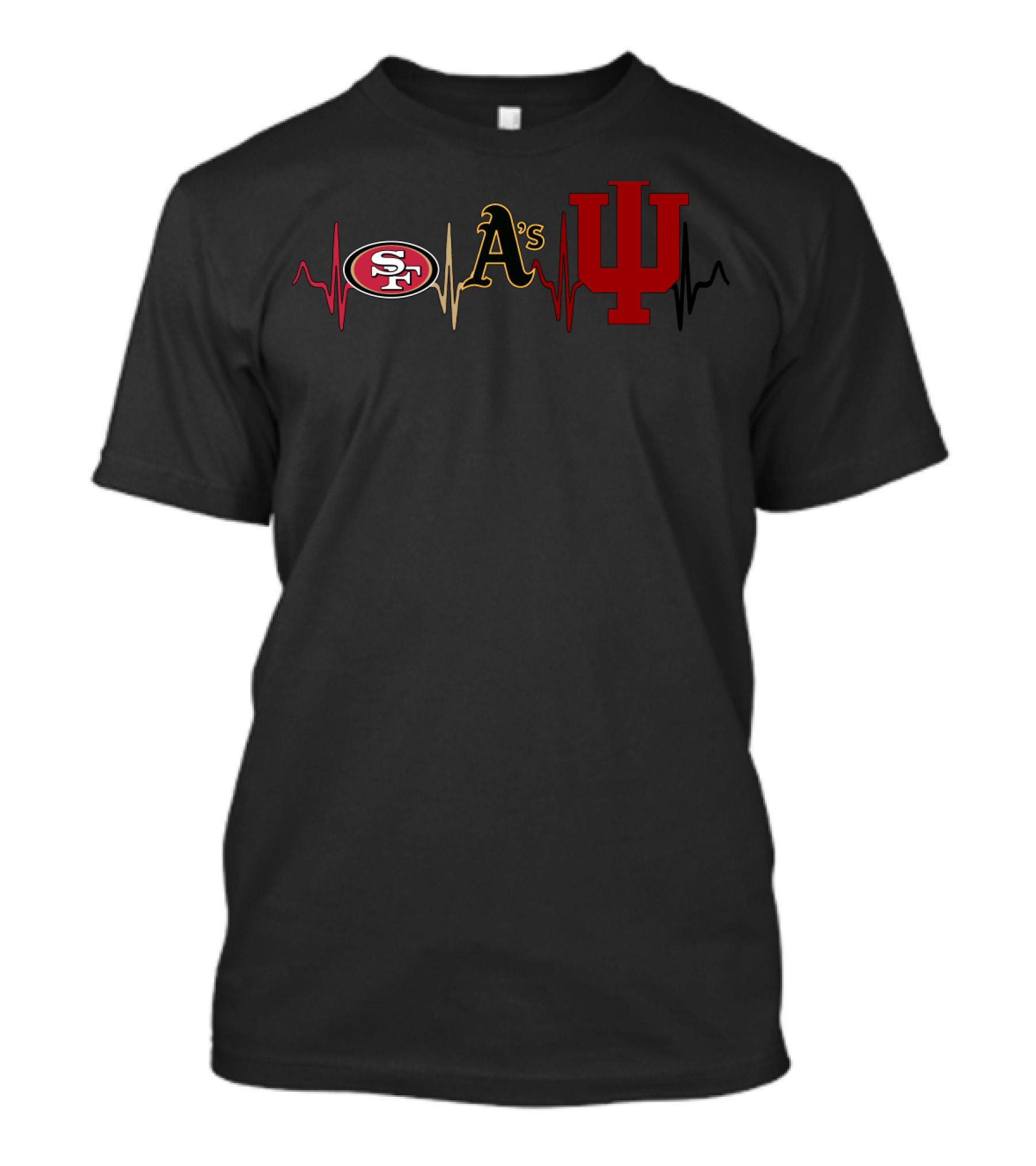 San Francisco 49ers Oakland Athletics Indiana Hoosiers Heartbeat T-Shirt