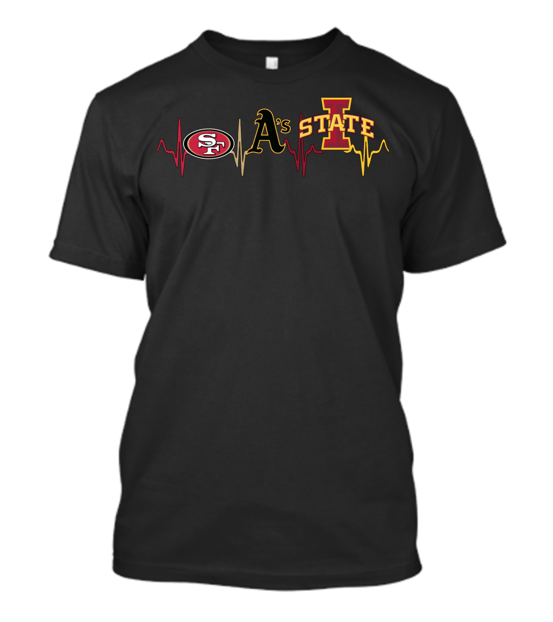 Love 49ers Athletics A's State Heartbeat Isc T-Shirt
