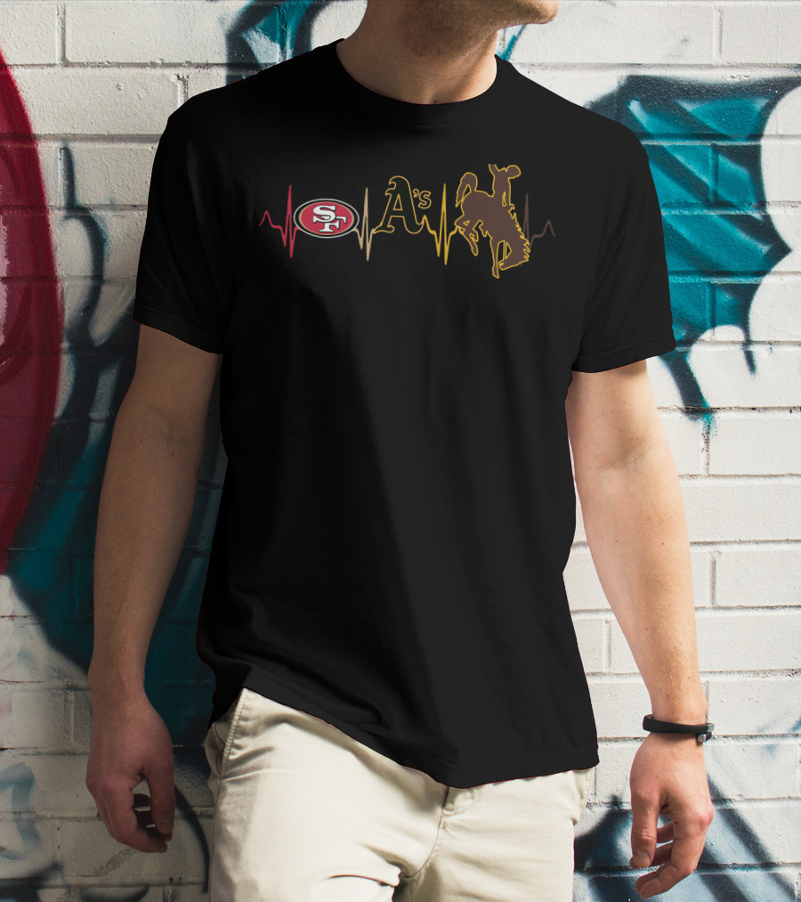 Love 49ers A's Cowboys Heartbeat T-Shirt