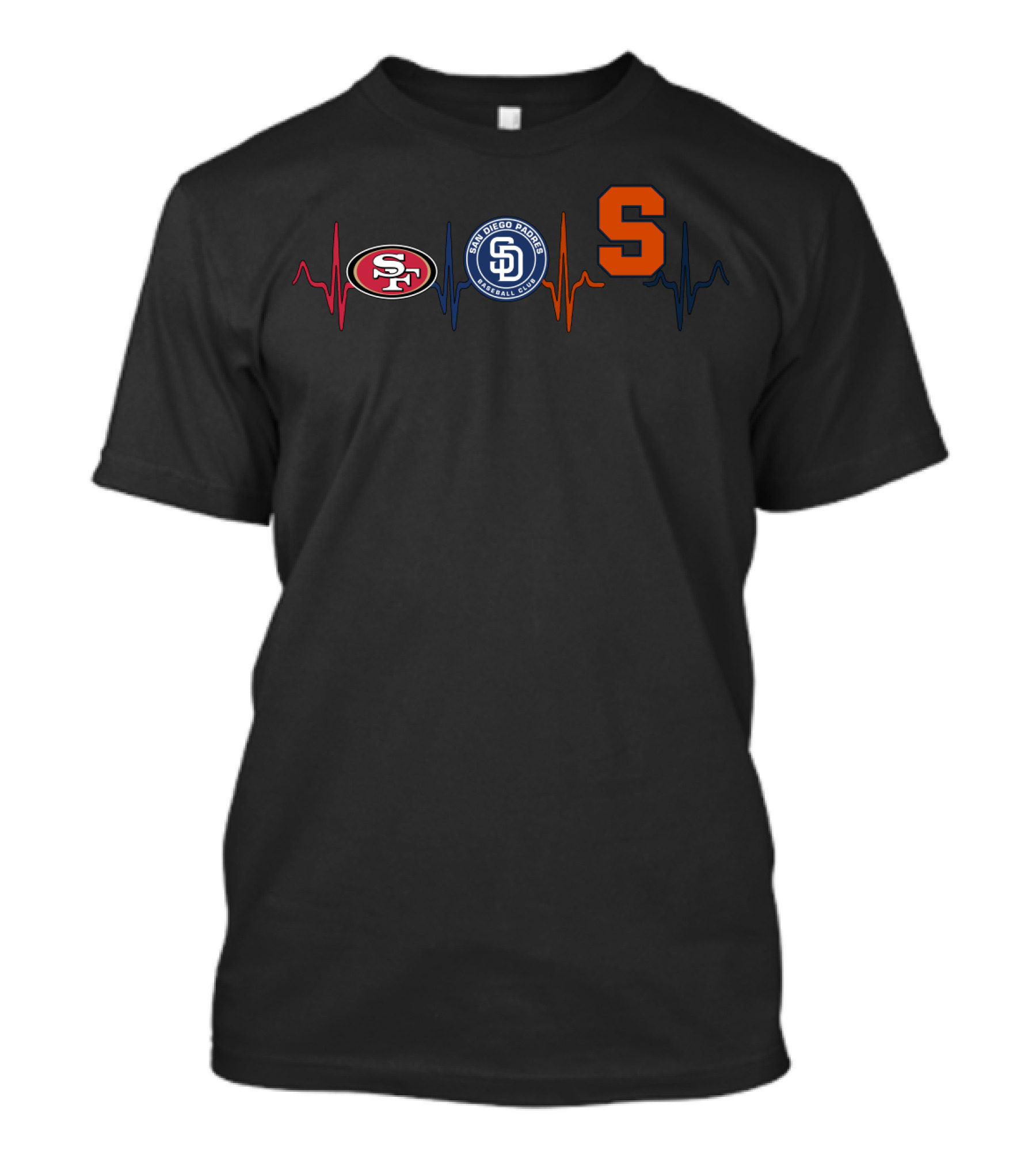 Love 49ers Padres San Diego Sports Heartbeat S Fan T-Shirt