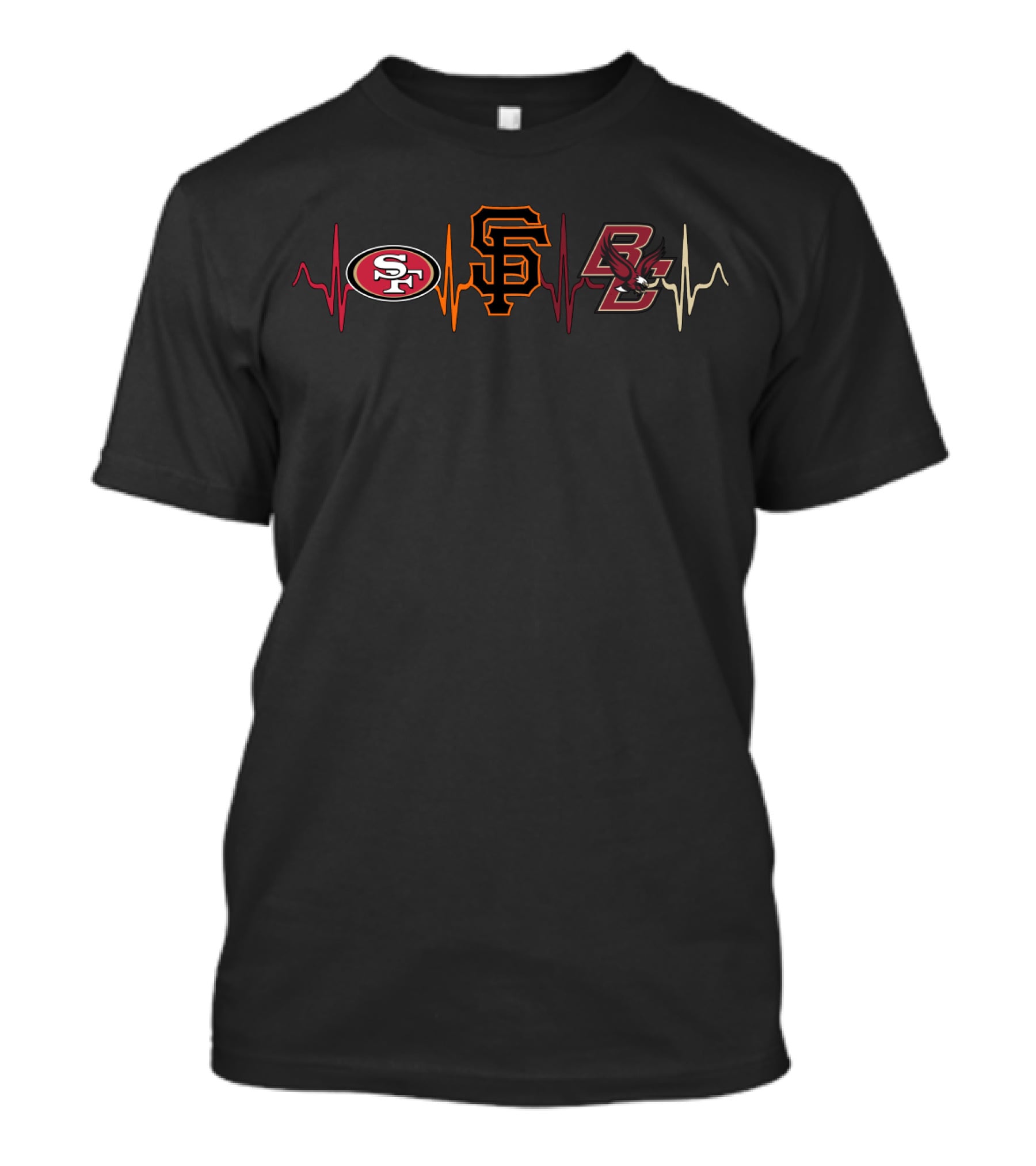 Love 49ers Giants Bc With Heartbeat T-Shirt