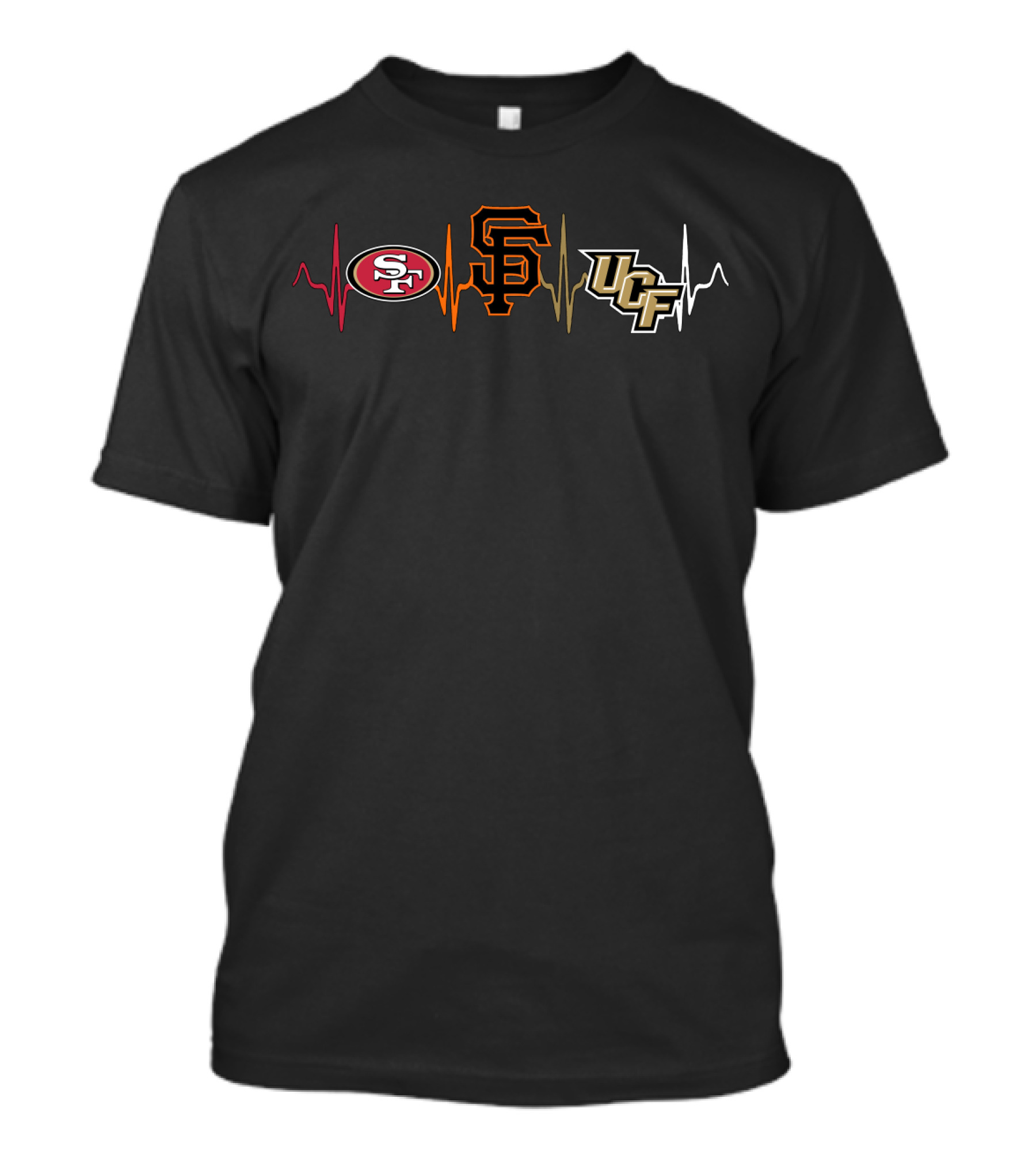 Love 49ers San Francisco Giants Ucf Heartbeat T-Shirt