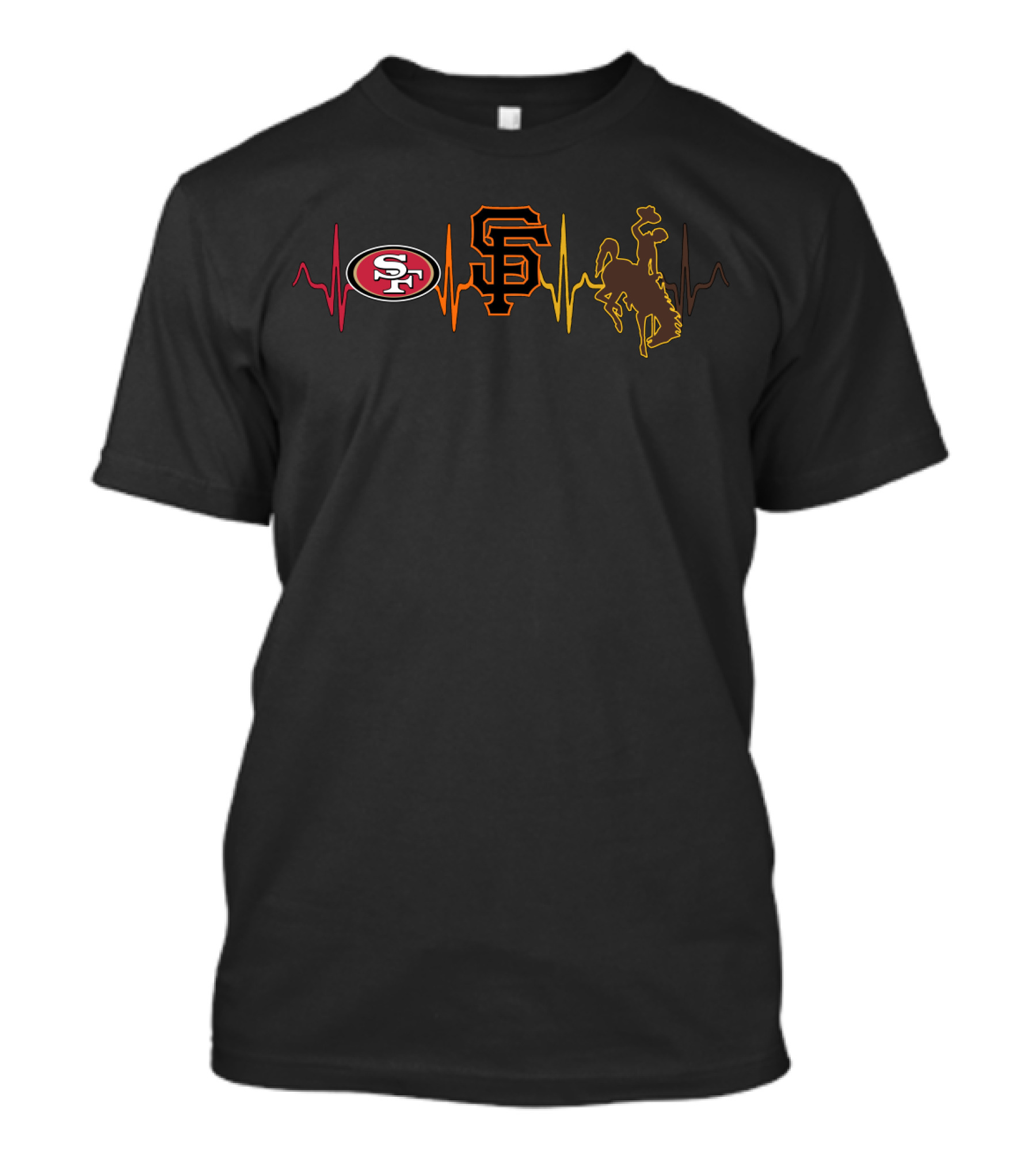 Love 49ers Giants Cowboys Heartbeat T-Shirt