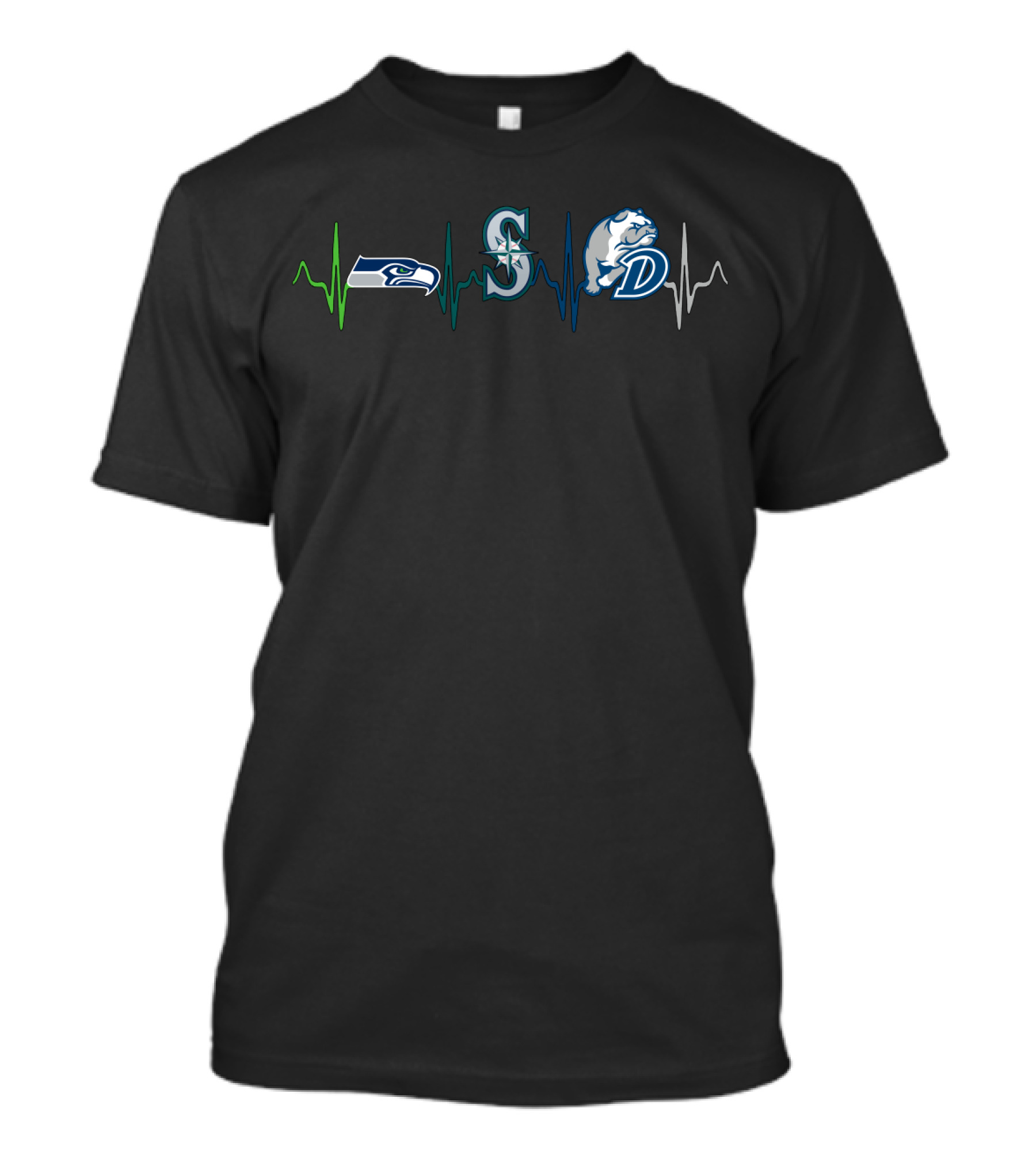 Seahawks Mariners Db Bulldogs Heartbeat T-Shirt