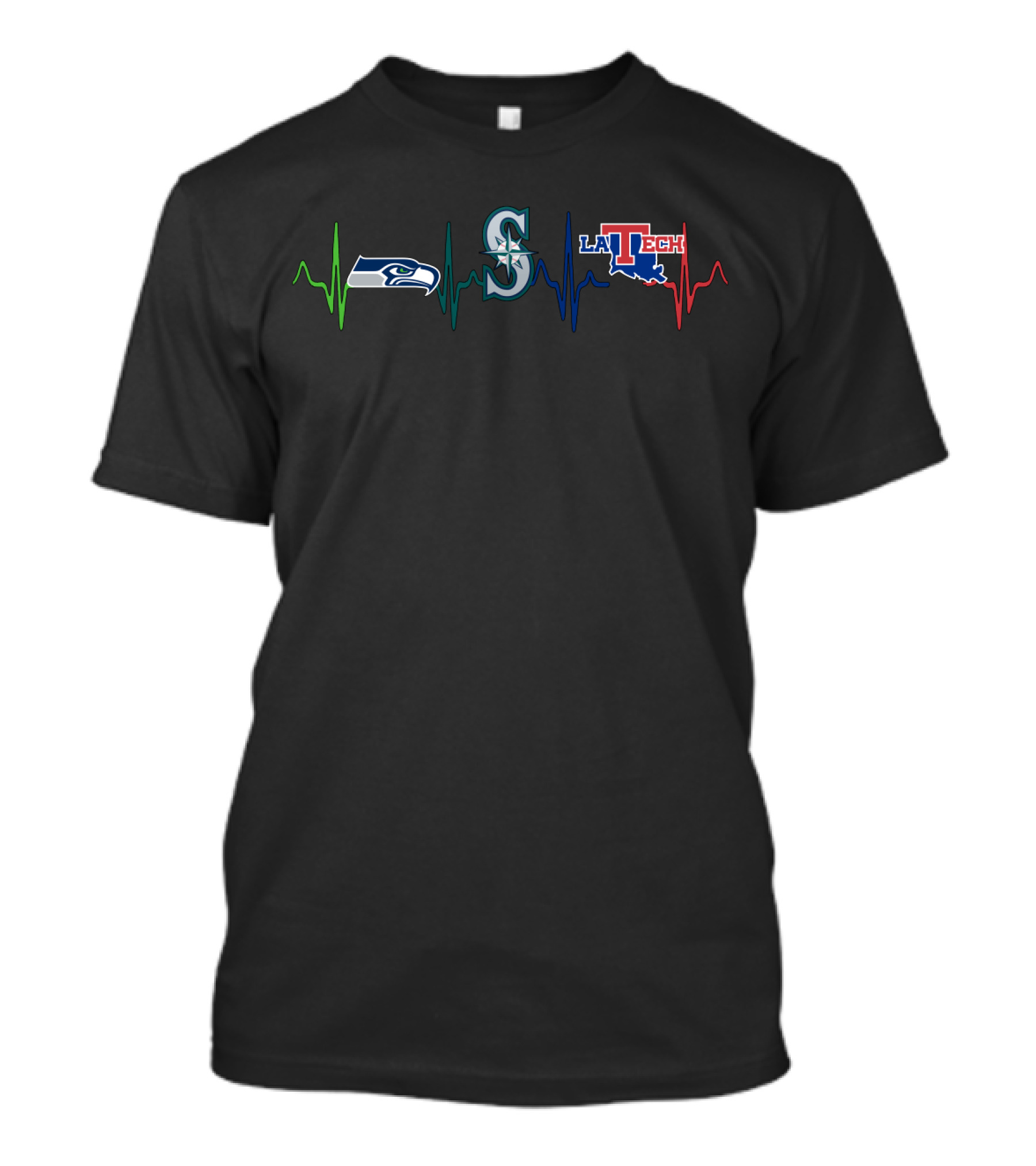 Seahawks Mariners La Tech Heartbeat T-Shirt