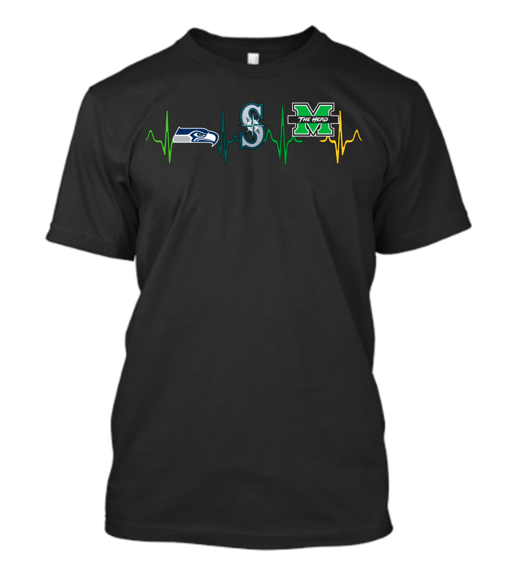 Seahawks Mariners The Herd Heartbeat T-Shirt