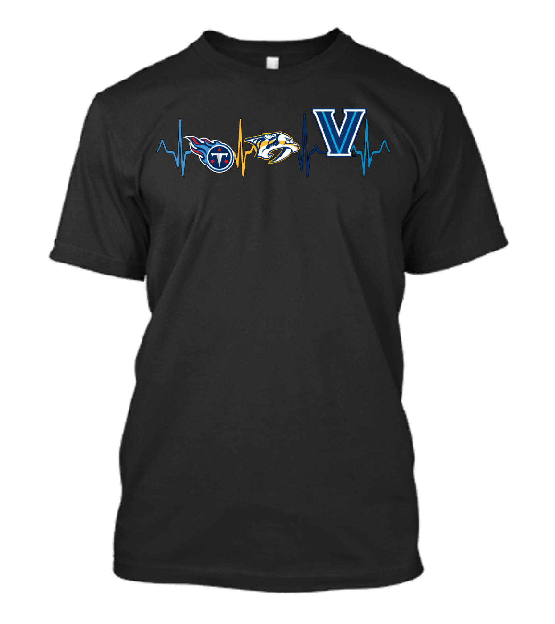 Tennessee Titans Nashville Predators Villanova Wildcats Heartbeat T-Shirt