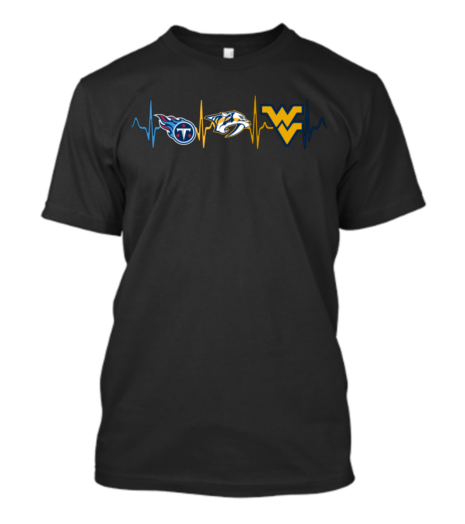 Tennessee Titans Nashville Predators West Virginia Mountaineers Heartbeat T-Shirt