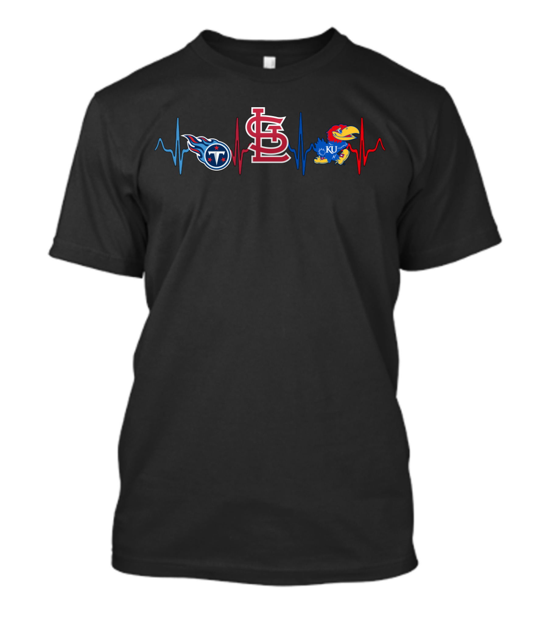 Love Titans St. Louis Cardinals Kansas Jayhawks Heartbeat Kj T-Shirt