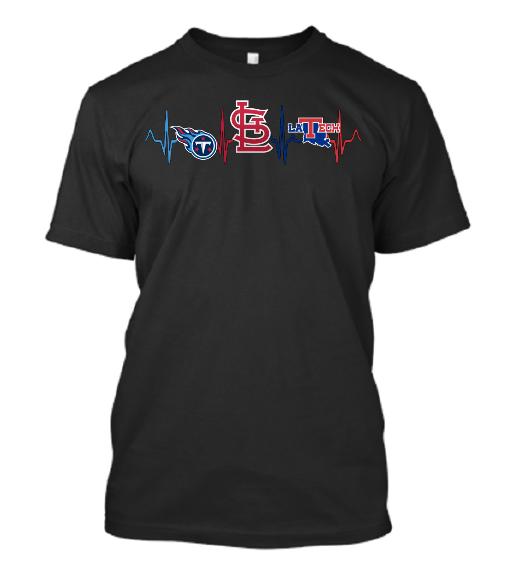 Titans Stl Cardinals La Tech Heartbeat T-Shirt