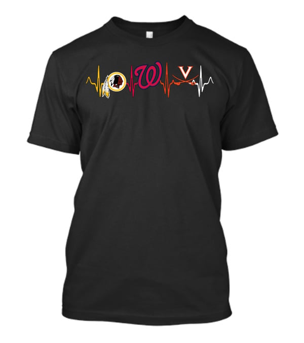 Love Redskins Nationals Virginia Cavaliers Heartbeat T-Shirt