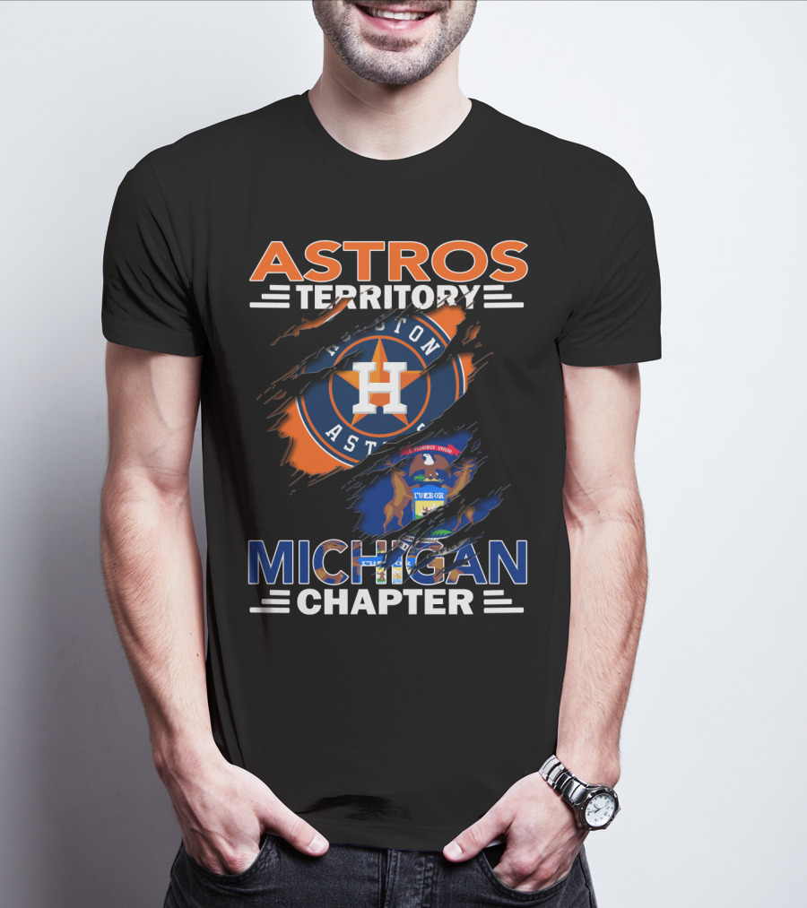 Astros Territory Michigan Chapter Houston Logo Michigan Flag T-Shirt