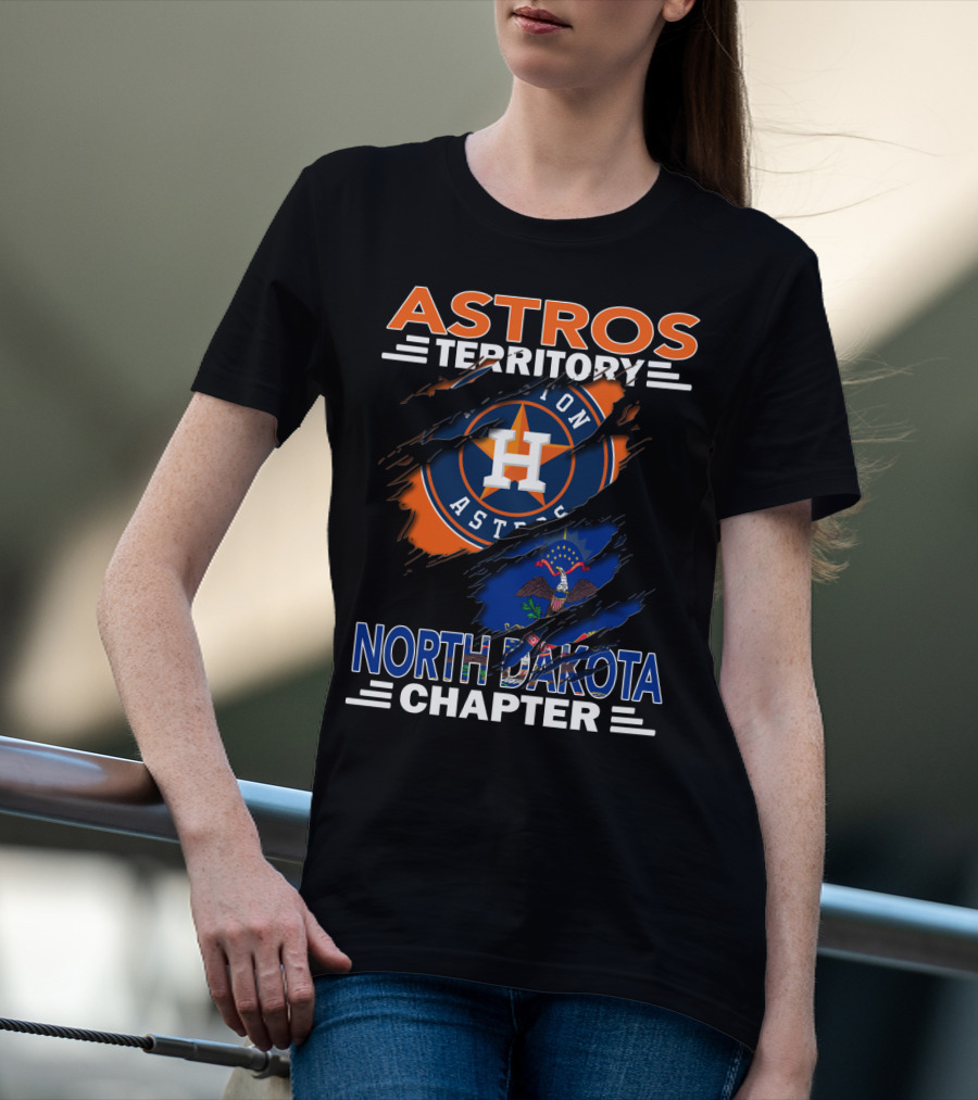 Astros Territory North Dakota Chapter With Houston Astros Emblem And State Flag T-Shirt