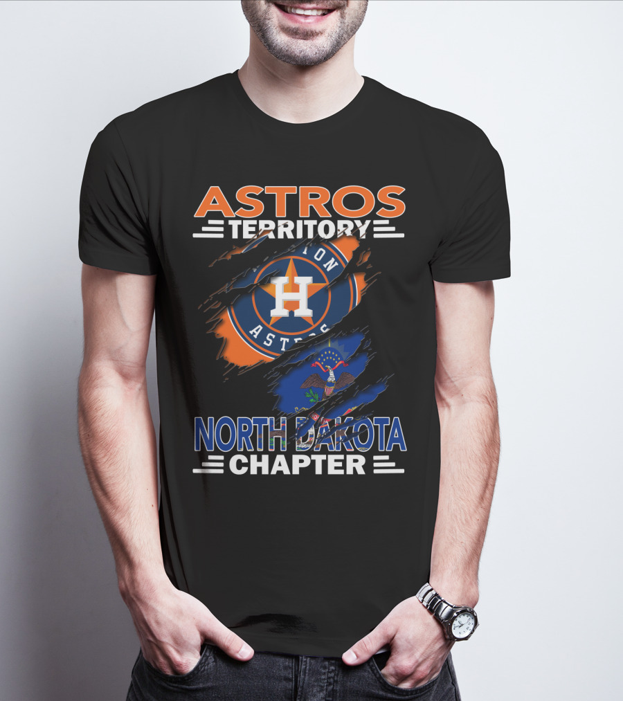 Astros Territory North Dakota Chapter With Houston Astros Emblem And State Flag T-Shirt