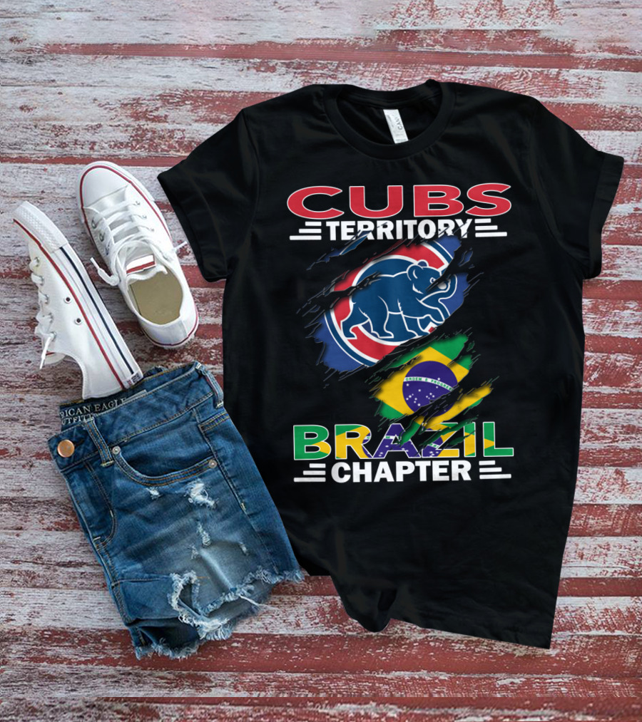 Cubs Territory Brazil Chapter Chicago Cubs Logo And Brazilian Flag T-Shirt
