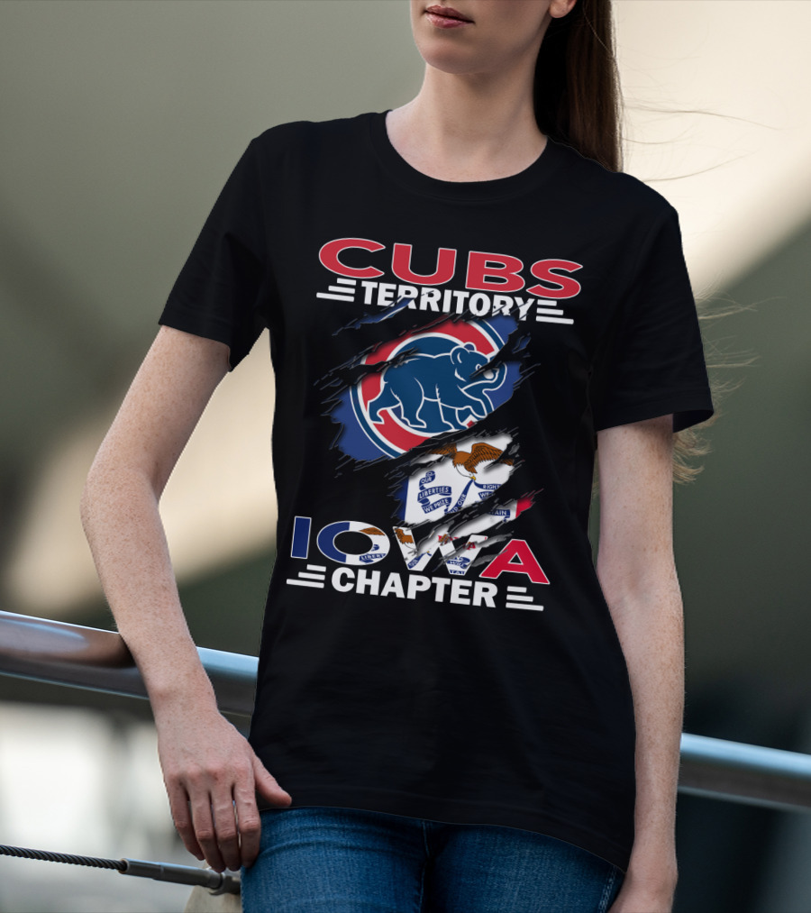 Cubs Territory Iowa Chapter Chicago Cubs Logo Illinois Flag T-Shirt