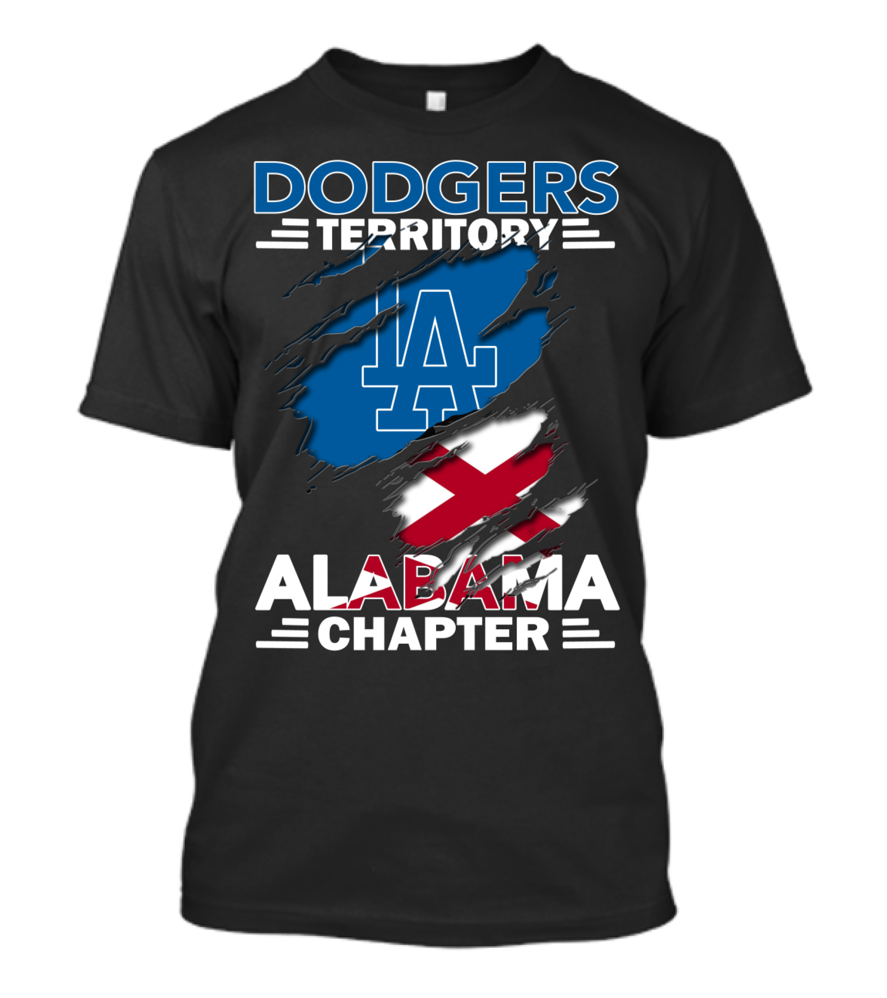 Dodgers Territory Alabama Chapter LA Logo Red X Flag T-Shirt