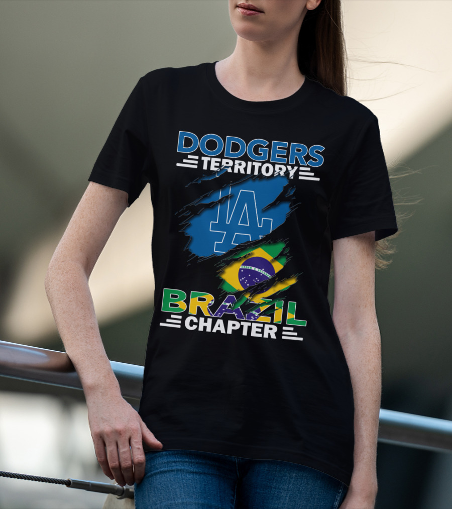 Dodgers Territory La Brazil Chapter Flag Fan T-Shirt