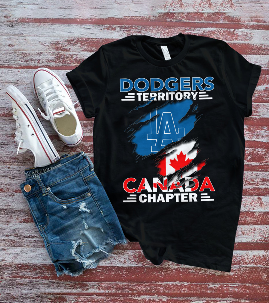 Dodgers Territory LA Logo Canada Chapter With Canadian Flag T-Shirt